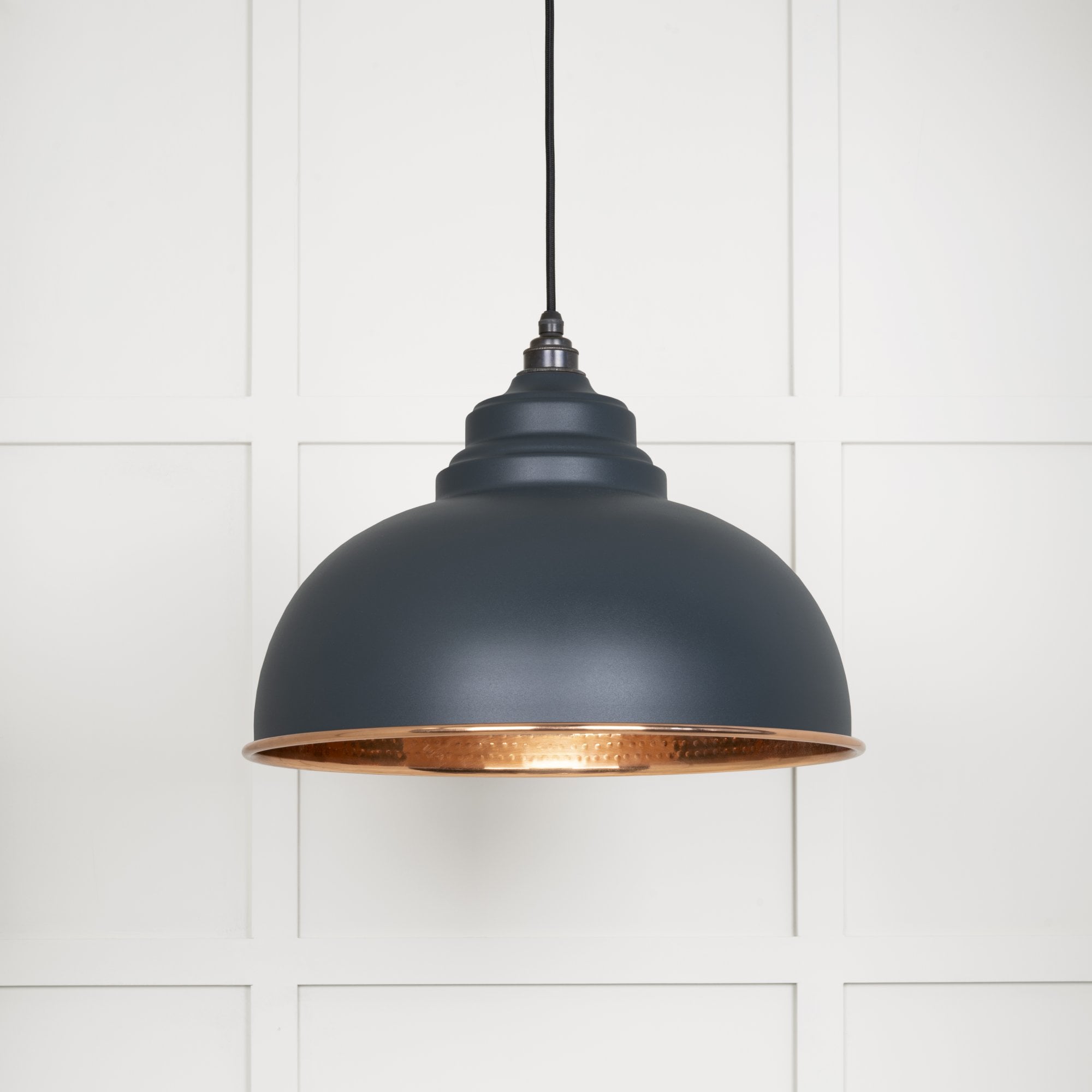 From The Anvil Hammered Copper Harborne Pendant - Soot (Dark Grey)