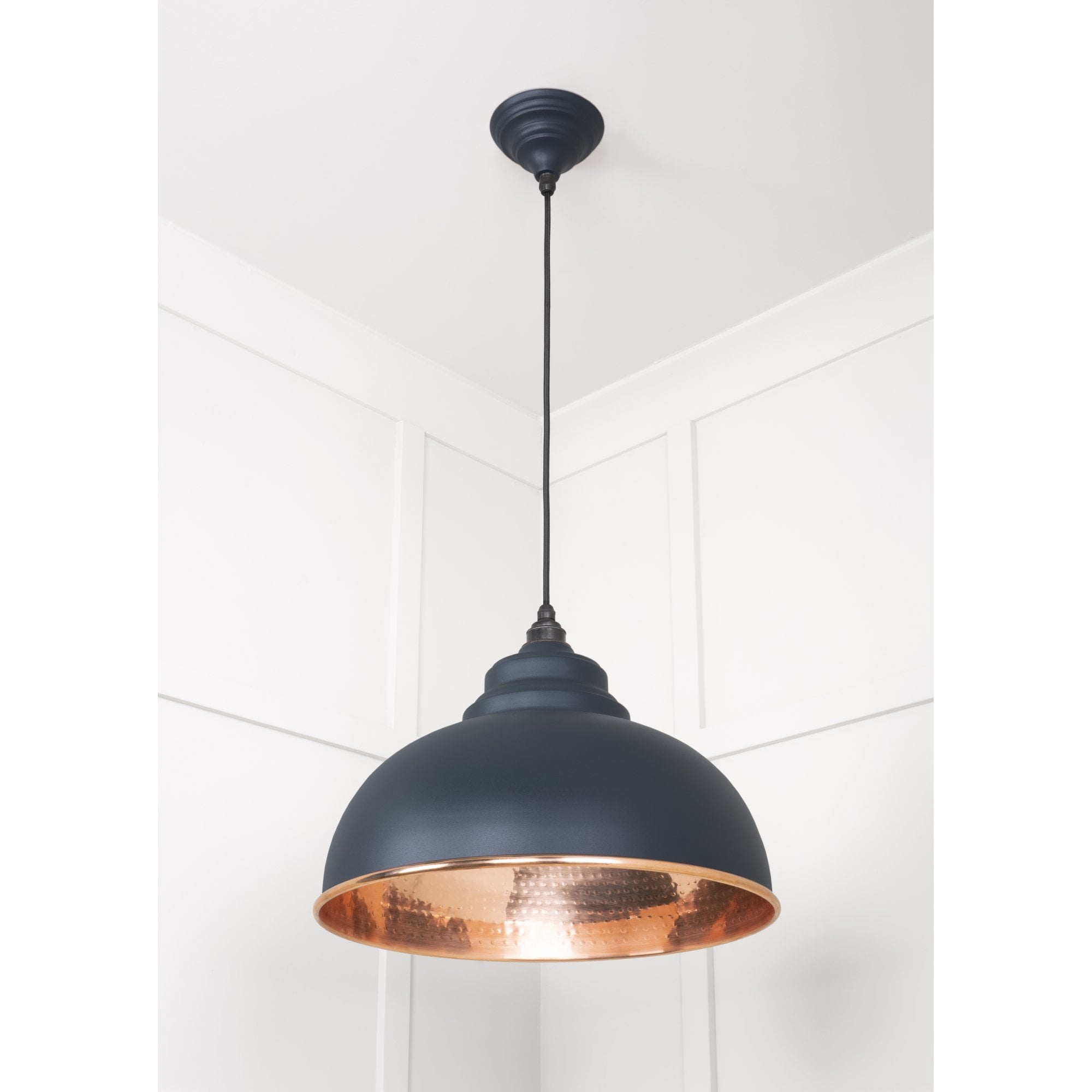From The Anvil Hammered Copper Harborne Pendant - Soot (Dark Grey)