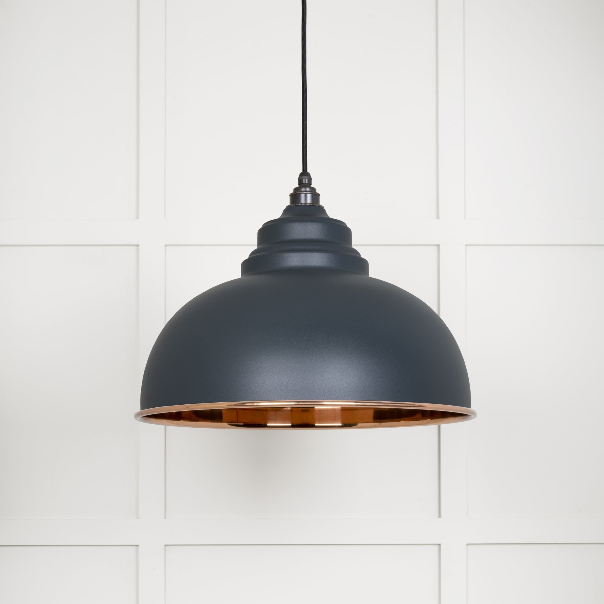 From The Anvil Smooth Copper Harborne Pendant - Soot (Dark Grey)