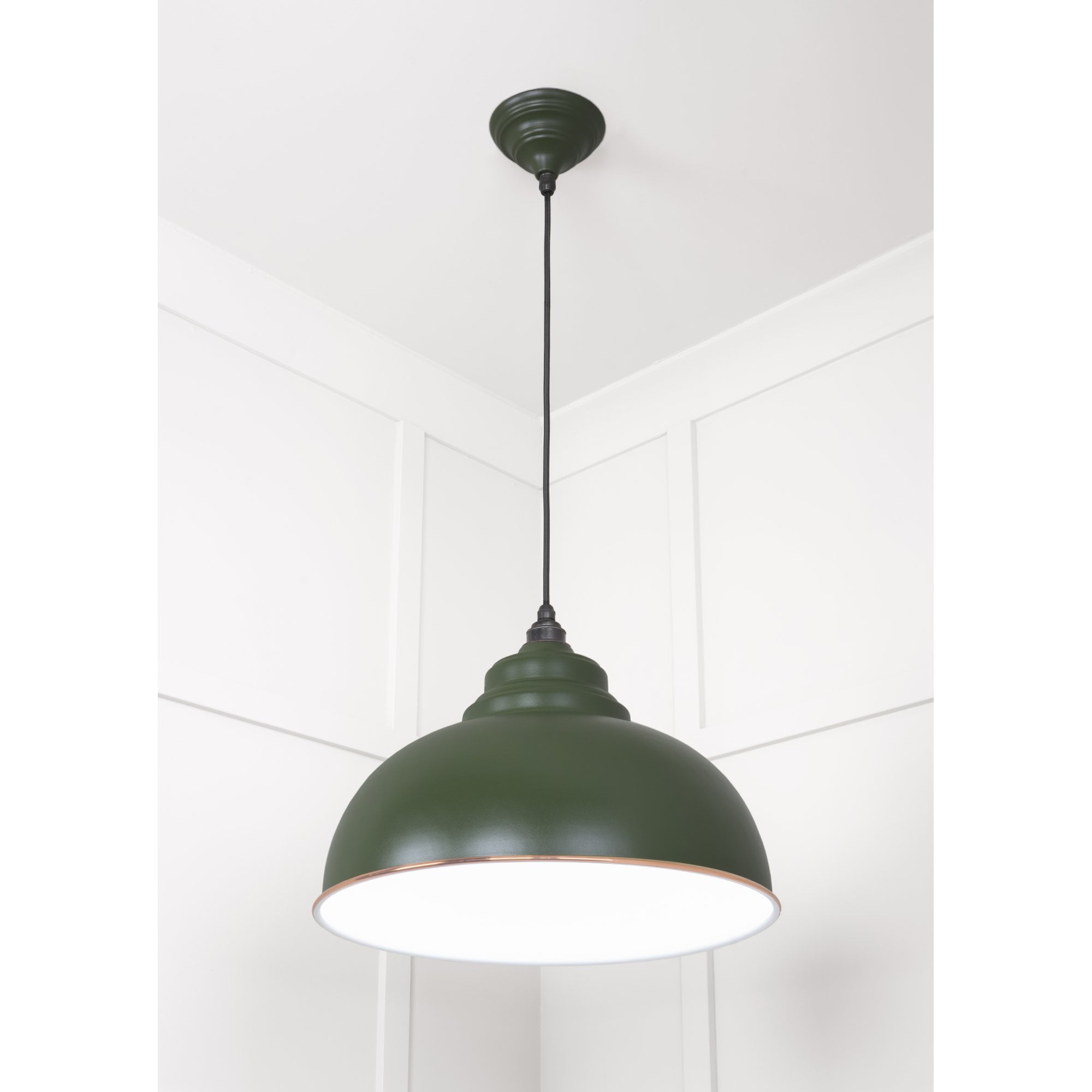 From The Anvil White Gloss Harborne Pendant - Heath (Earthy Green)