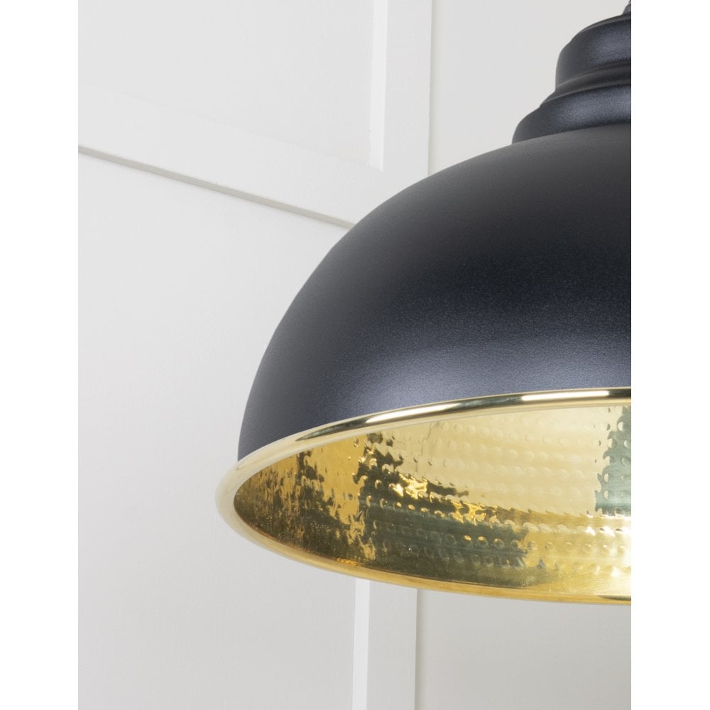 From The Anvil Hammered Brass Harborne Pendant - Elan Black