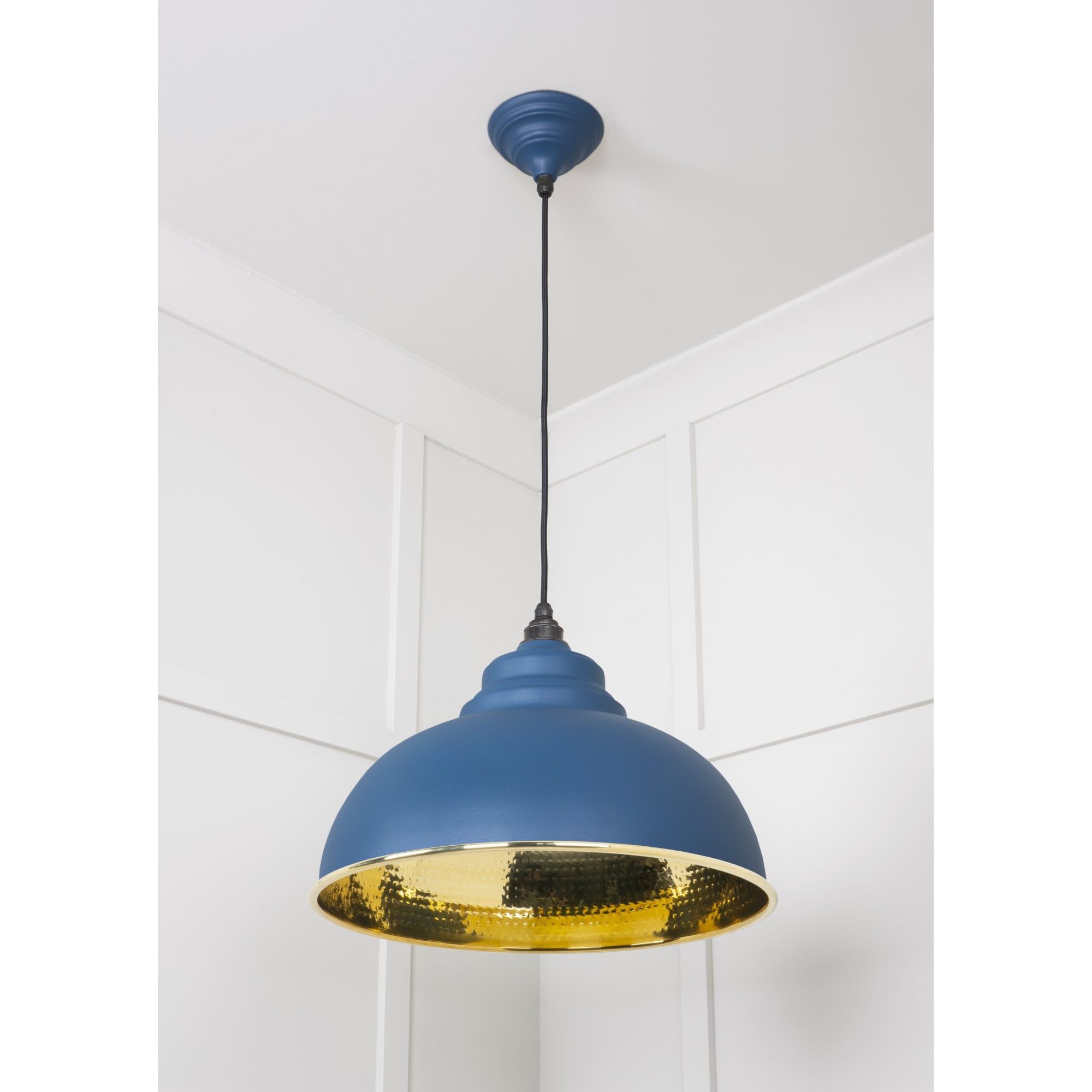 From The Anvil Hammered Brass Harborne Pendant - Upstream (Blue)