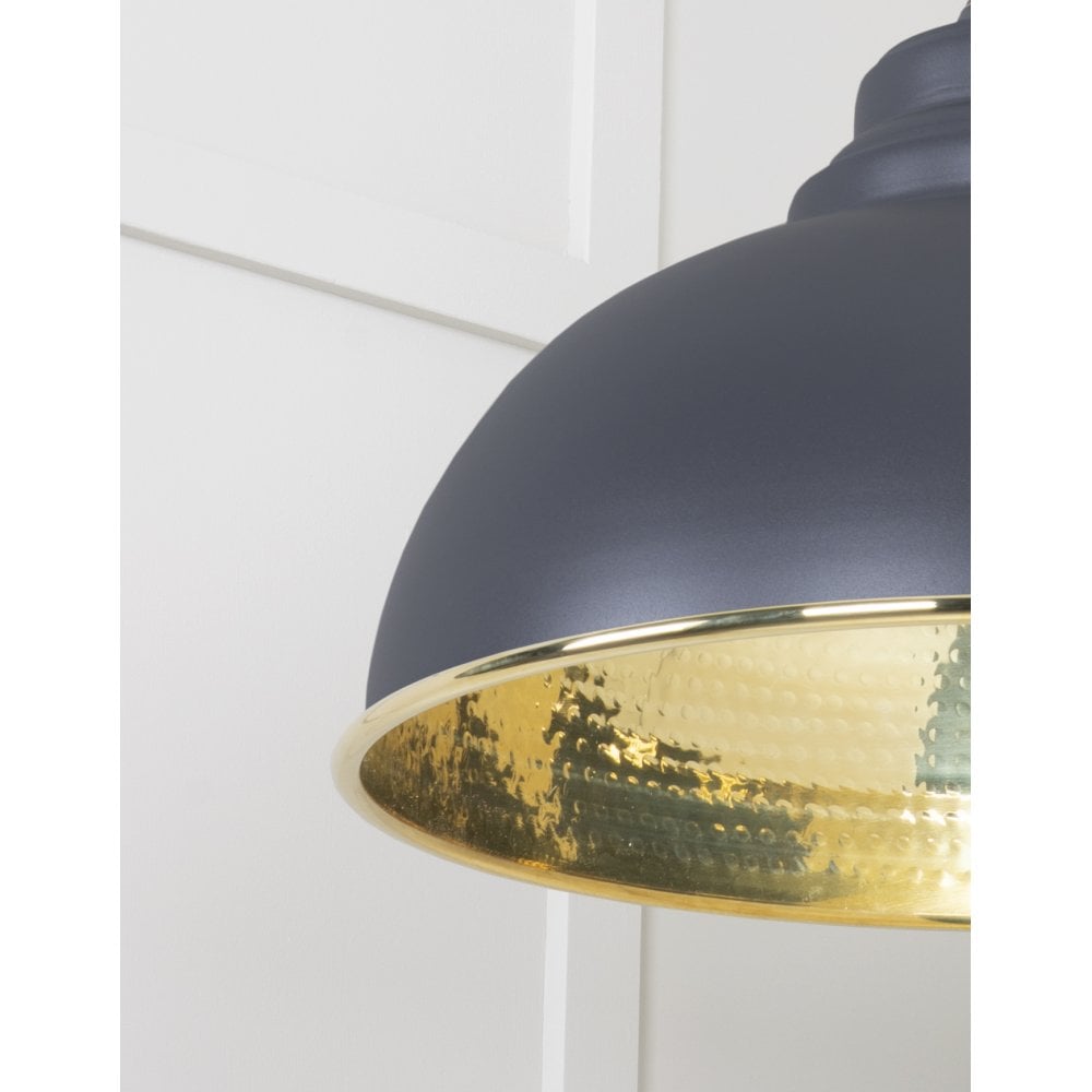 From The Anvil Hammered Brass Harborne Pendant - Slate (Mid Grey)