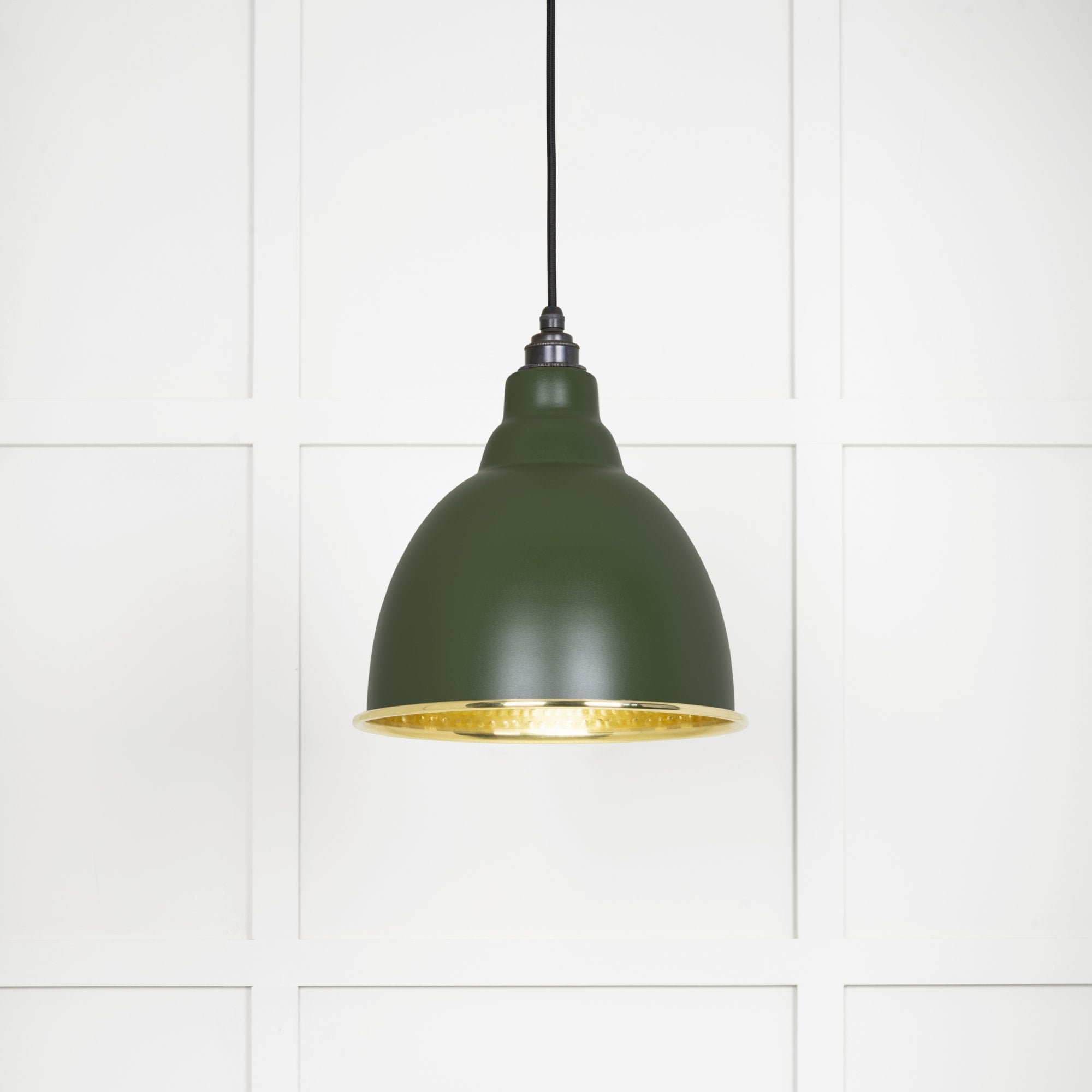 From The Anvil Hammered Brass Brindley Pendant - Heath (Earthy Green)