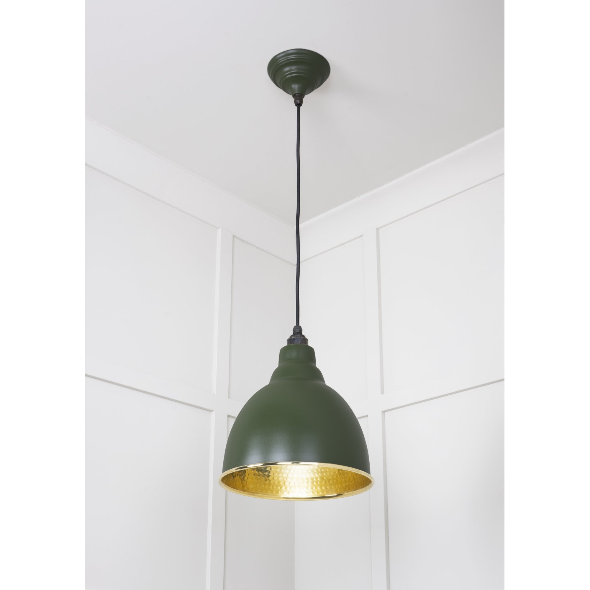 From The Anvil Hammered Brass Brindley Pendant - Heath (Earthy Green)