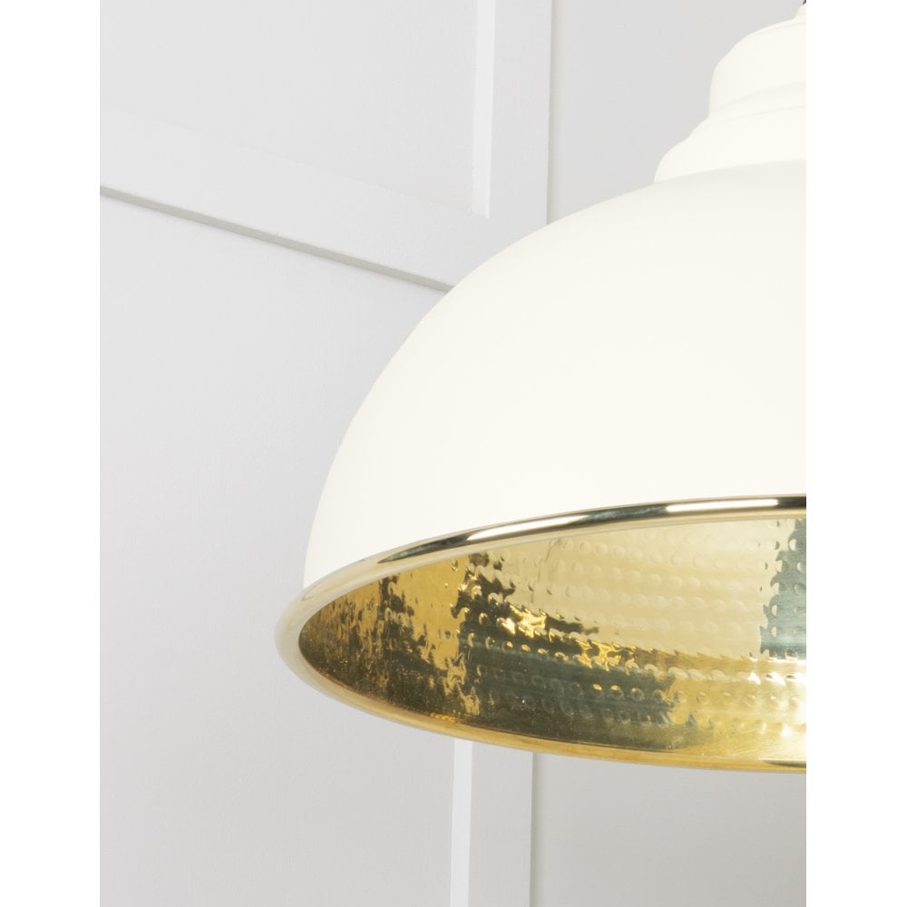 From The Anvil Hammered Brass Harborne Pendant - Teasel (Off White/Cream)