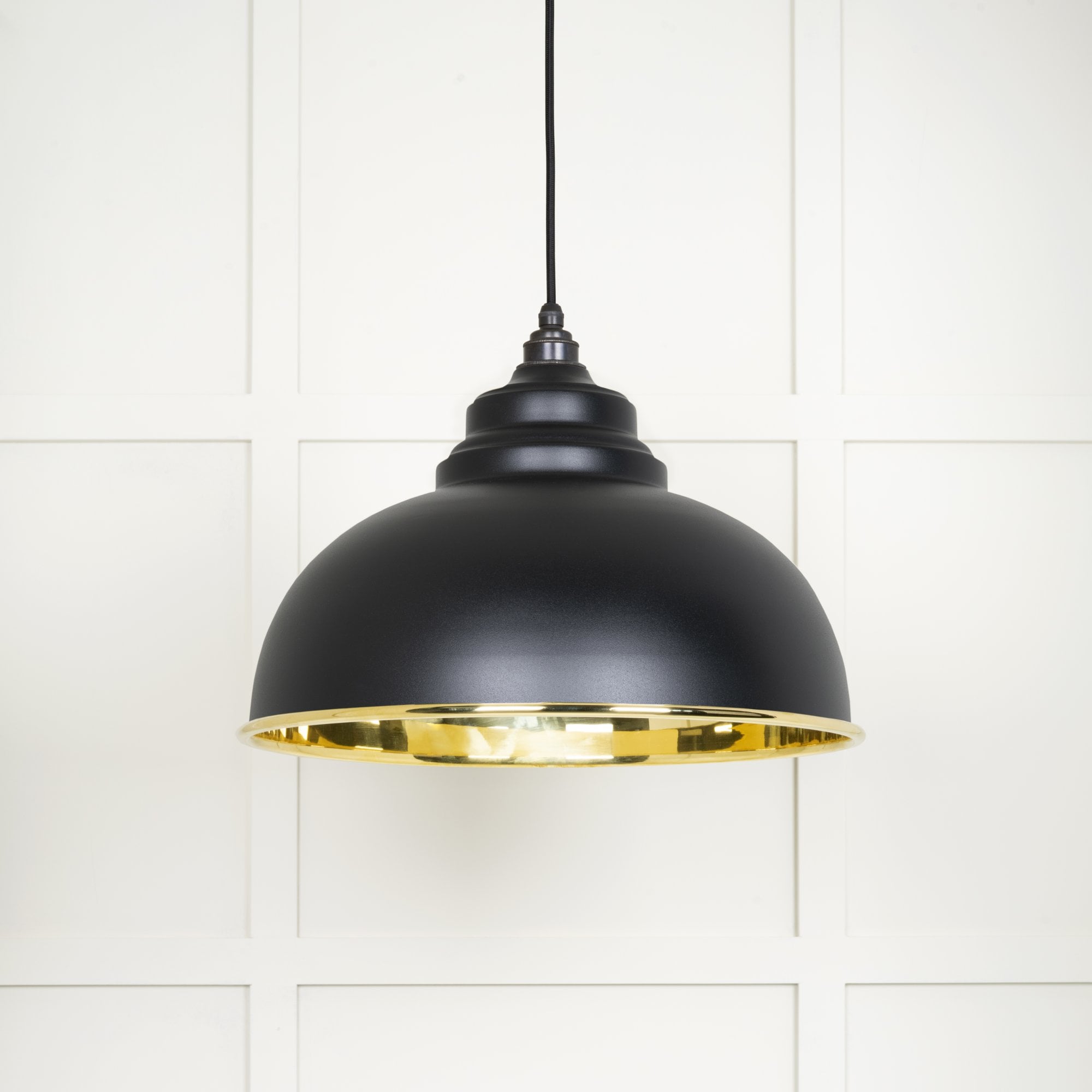 From The Anvil Smooth Brass Harborne Pendant - Elan Black