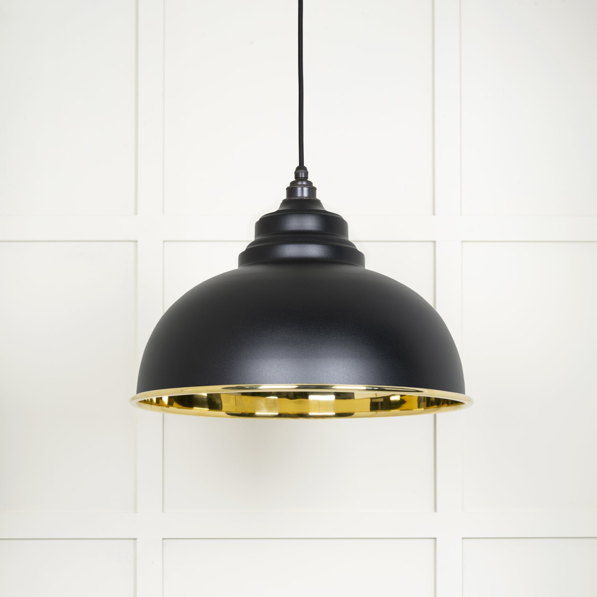 From The Anvil Smooth Brass Harborne Pendant - Elan Black