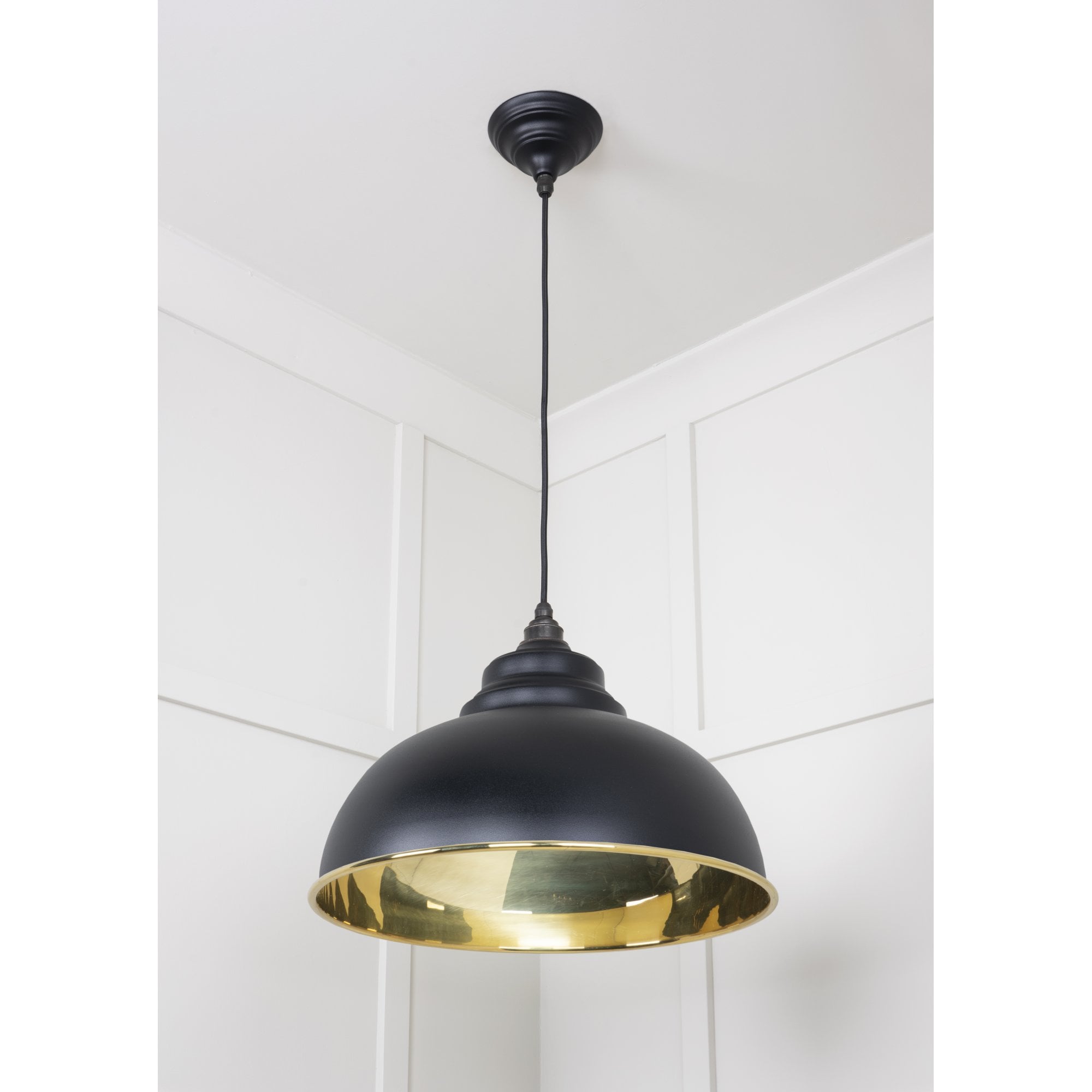 From The Anvil Smooth Brass Harborne Pendant - Elan Black