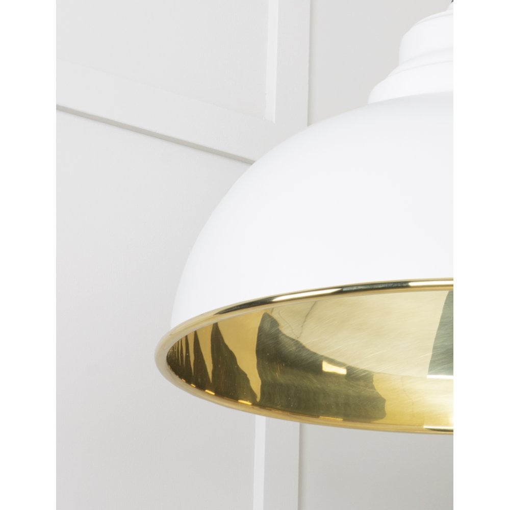 From The Anvil Smooth Brass Harborne Pendant - Flock (Matt White)
