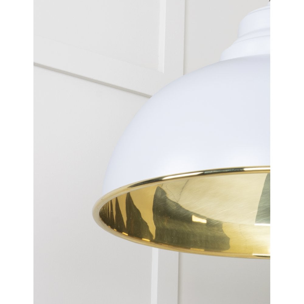 From The Anvil Smooth Brass Harborne Pendant - Birch (Pale Grey)