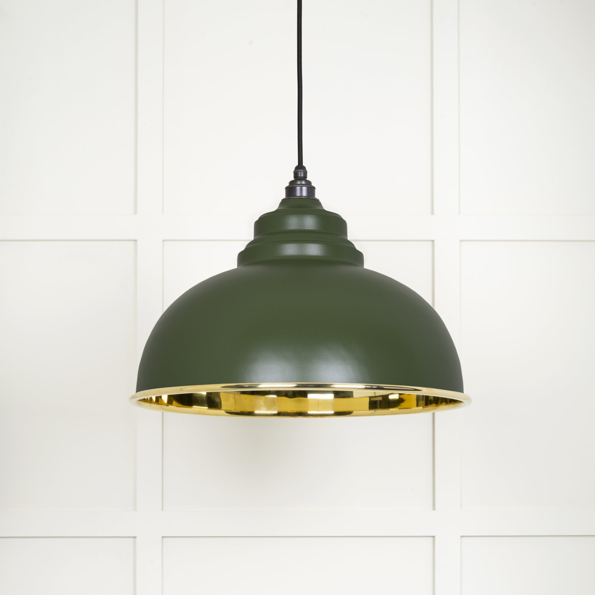 From The Anvil Smooth Brass Harborne Pendant - Heath (Earthy Green)