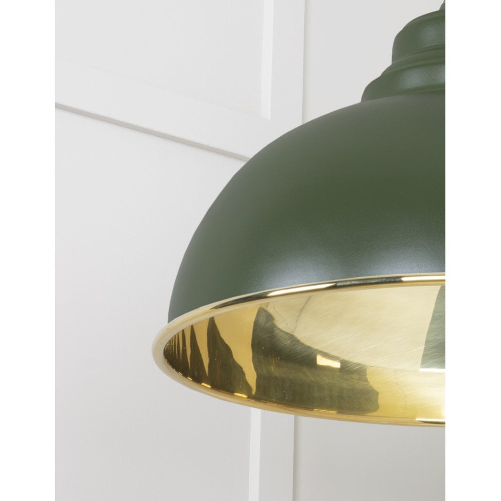 From The Anvil Smooth Brass Harborne Pendant - Heath (Earthy Green)