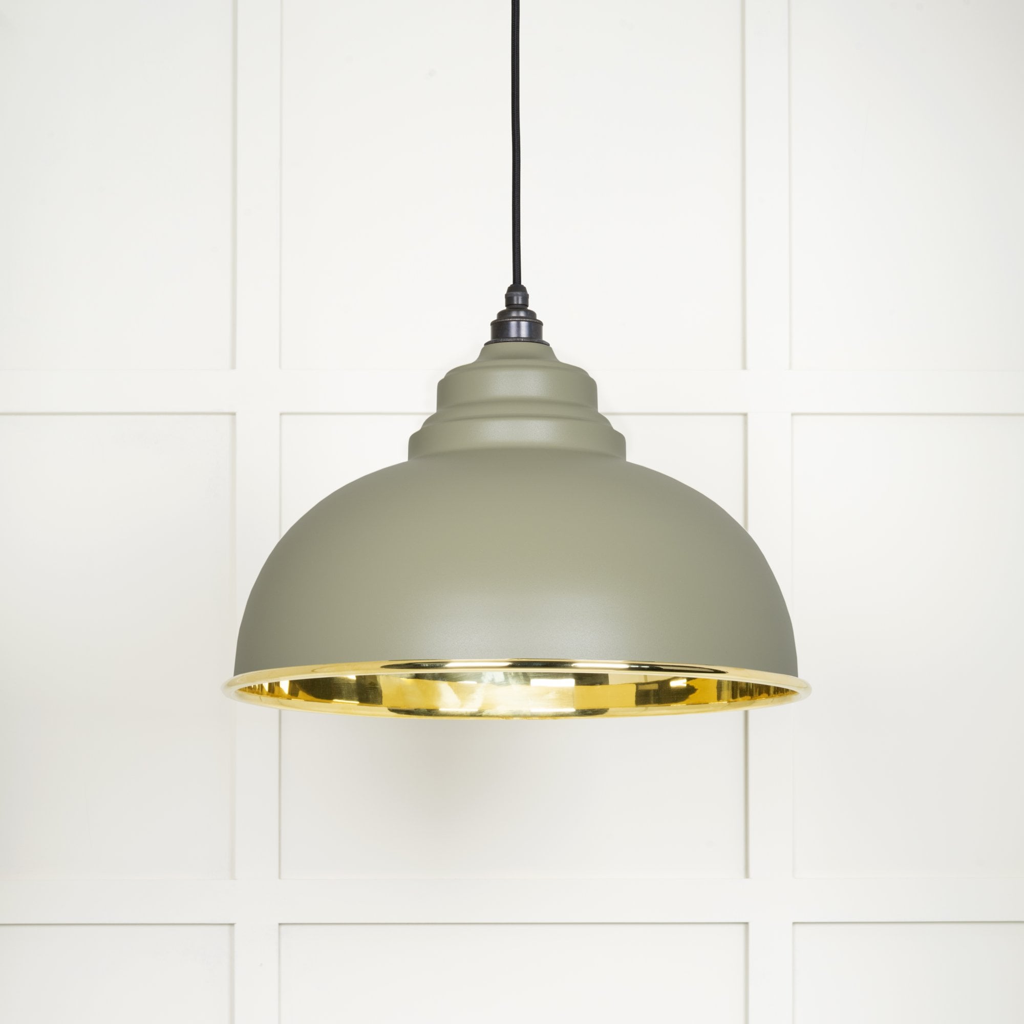From The Anvil Smooth Brass Harborne Pendant - Tump (Pale Green)