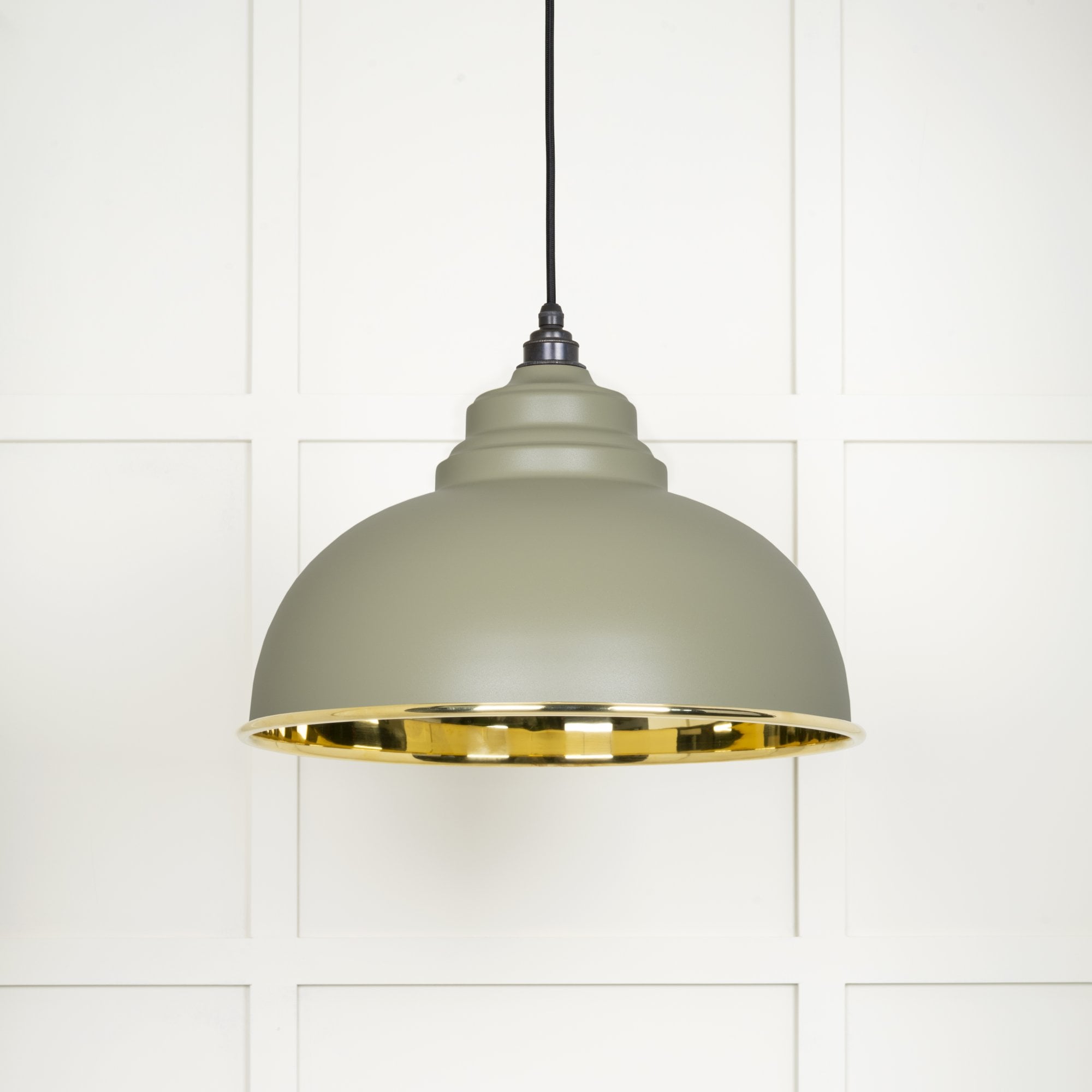 From The Anvil Smooth Brass Harborne Pendant - Tump (Pale Green)