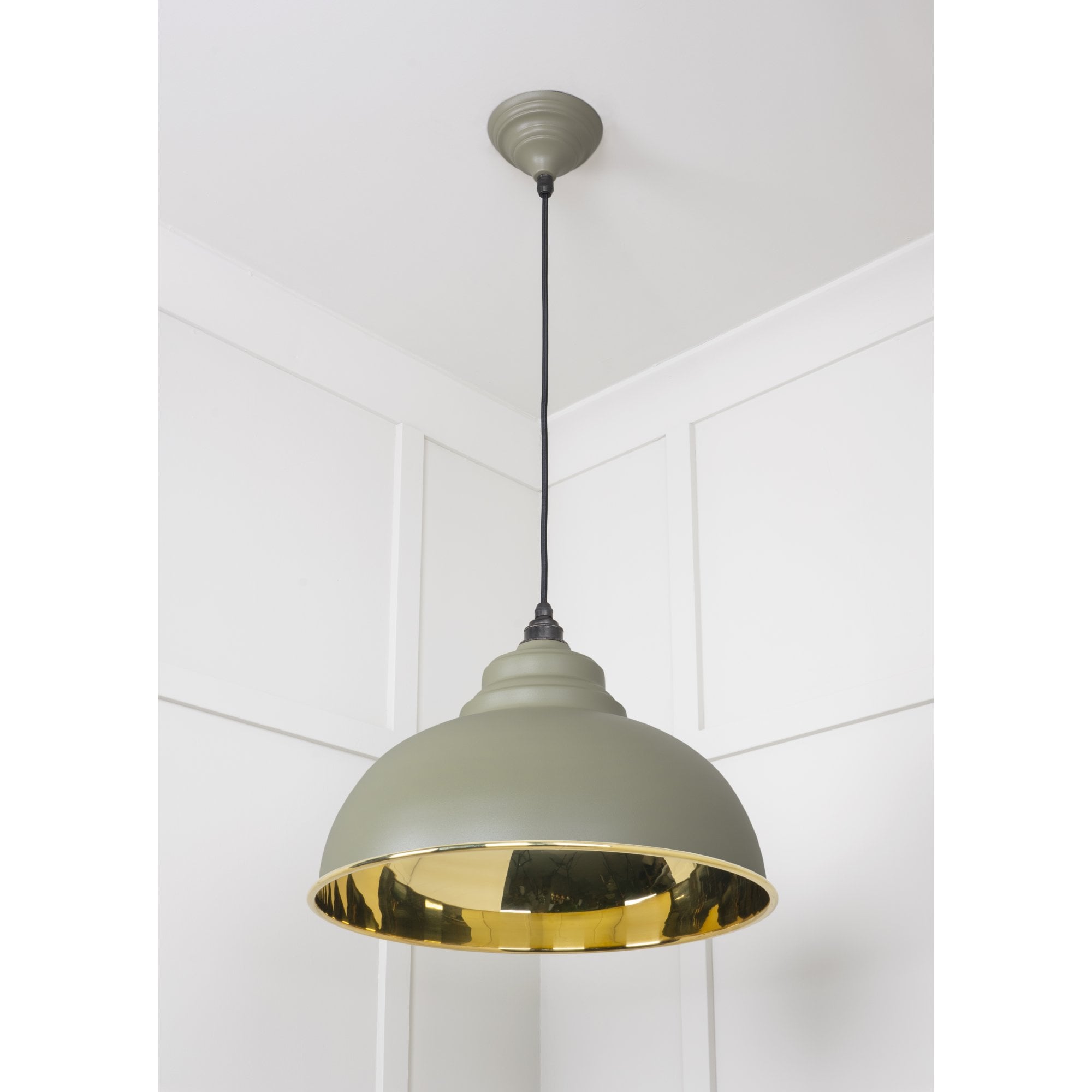From The Anvil Smooth Brass Harborne Pendant - Tump (Pale Green)