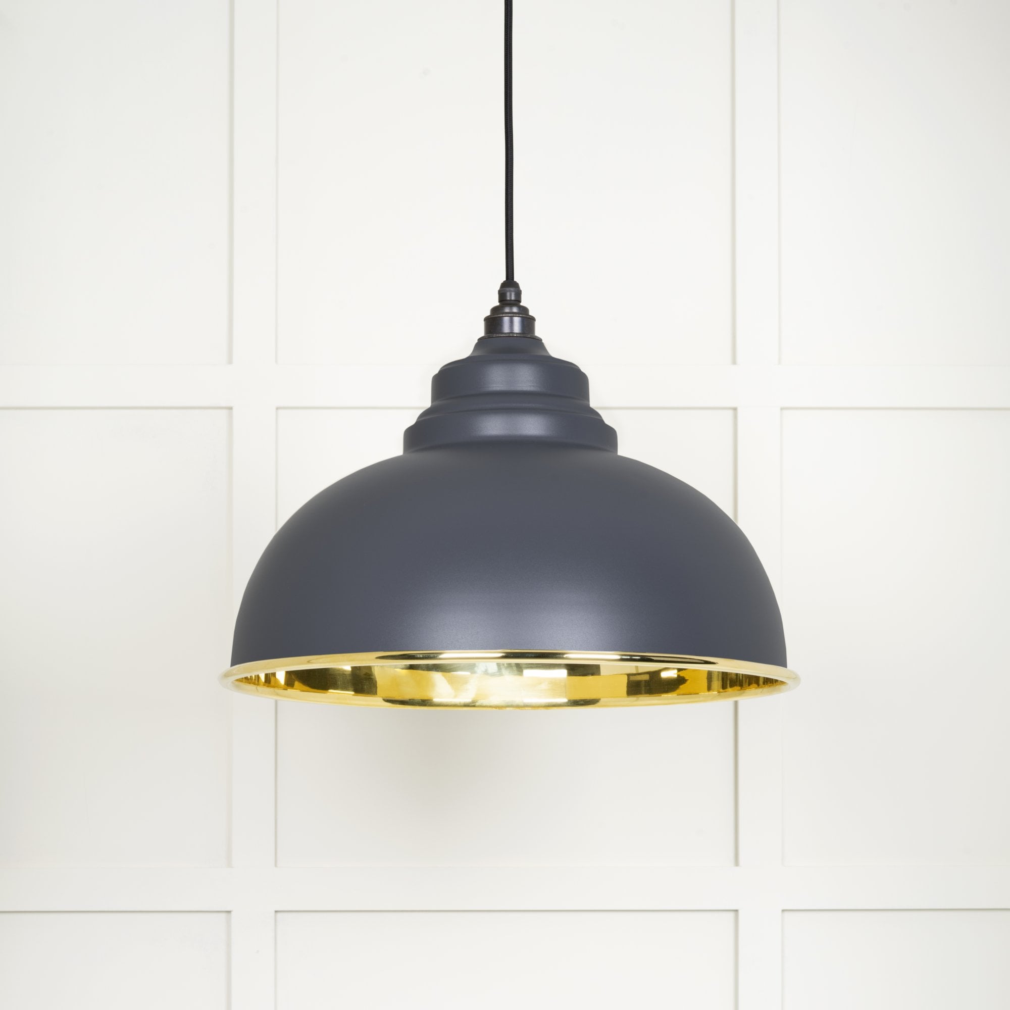 From The Anvil Smooth Brass Harborne Pendant - Slate (Mid Grey)