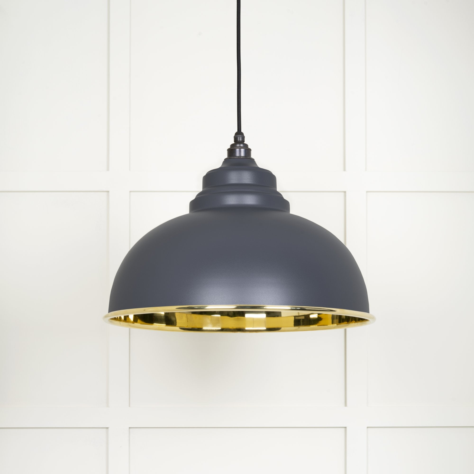 From The Anvil Smooth Brass Harborne Pendant - Slate (Mid Grey)