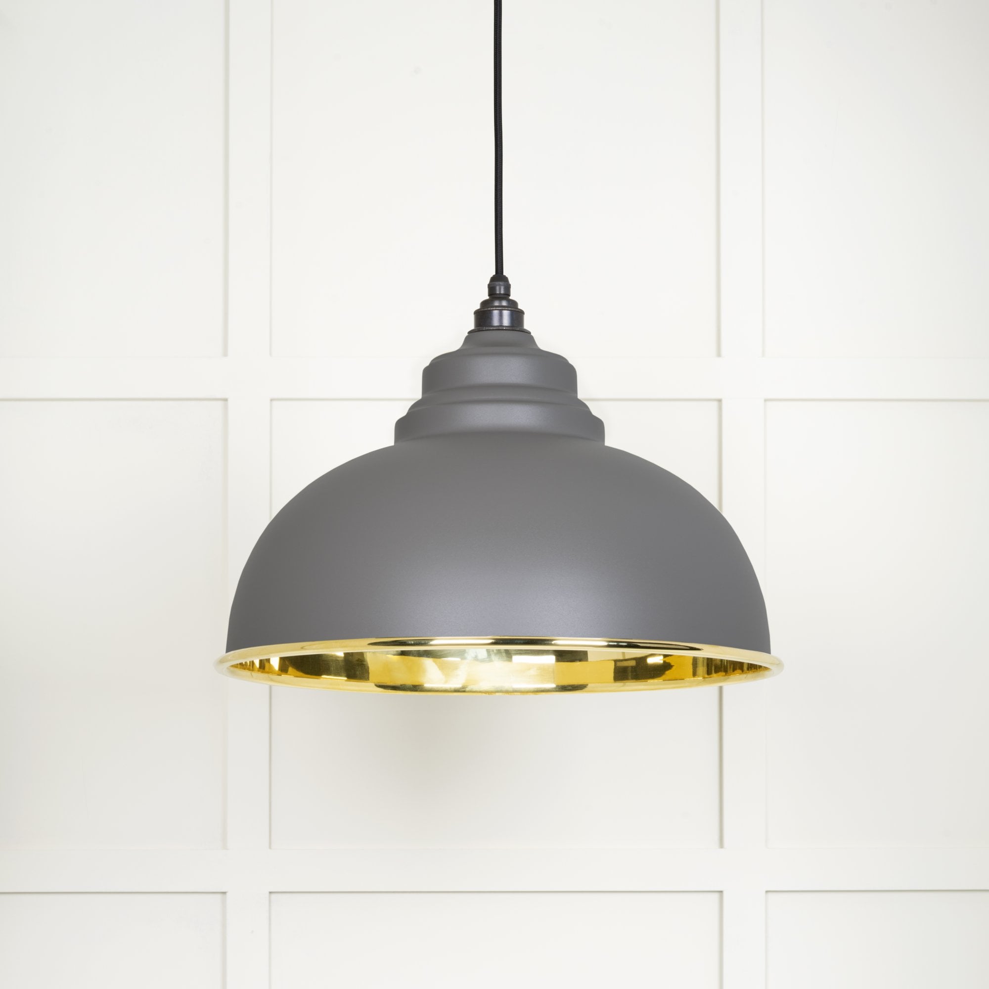 From The Anvil Smooth Brass Harborne Pendant - Bluff (Warm Grey)