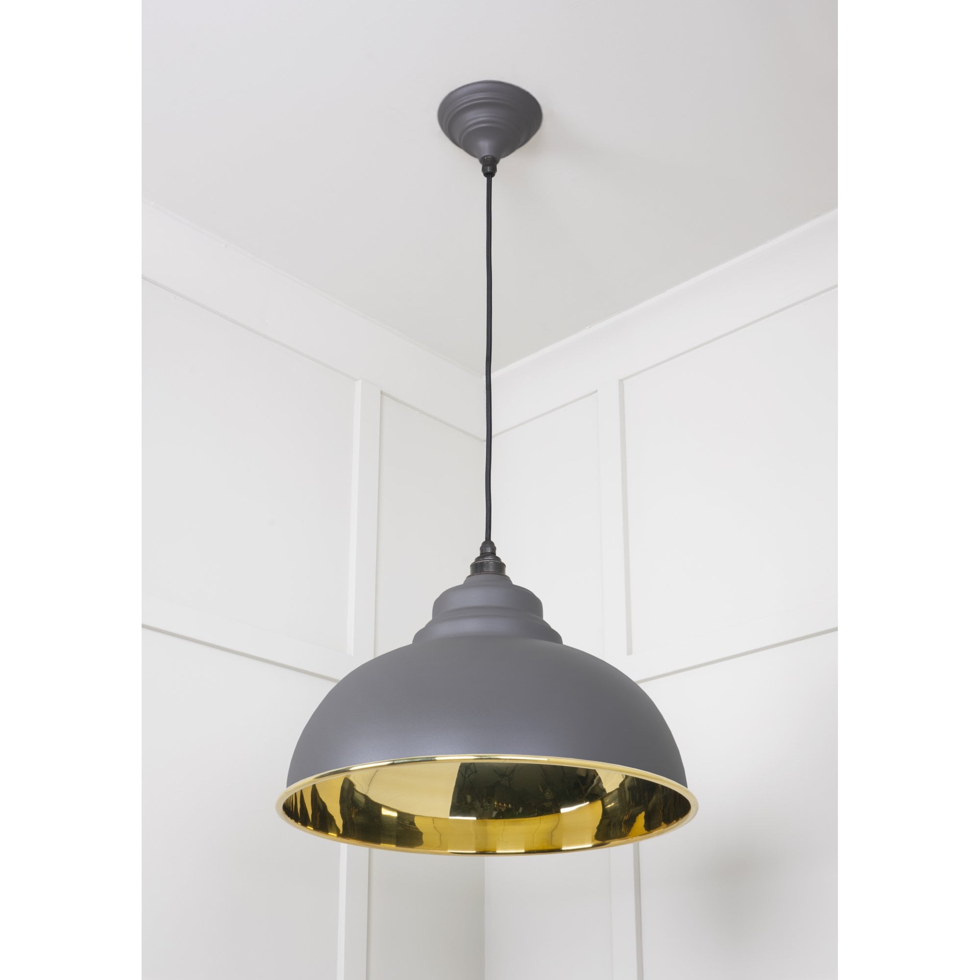 From The Anvil Smooth Brass Harborne Pendant - Bluff (Warm Grey)