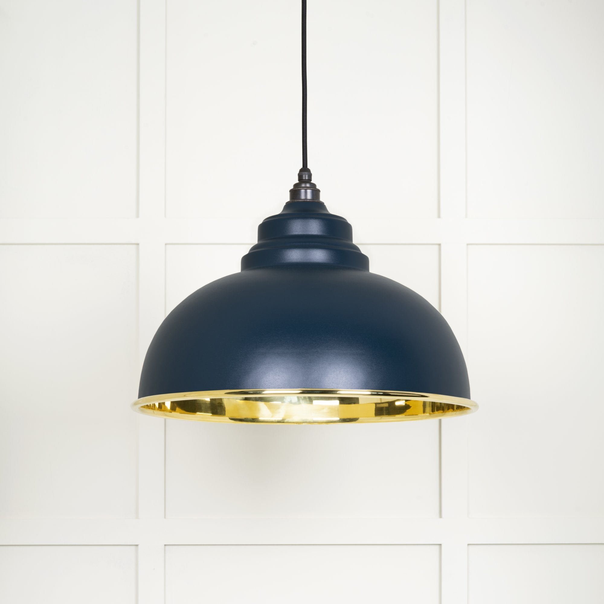 From The Anvil Smooth Brass Harborne Pendant - Dusk (Dark Blue/Grey)