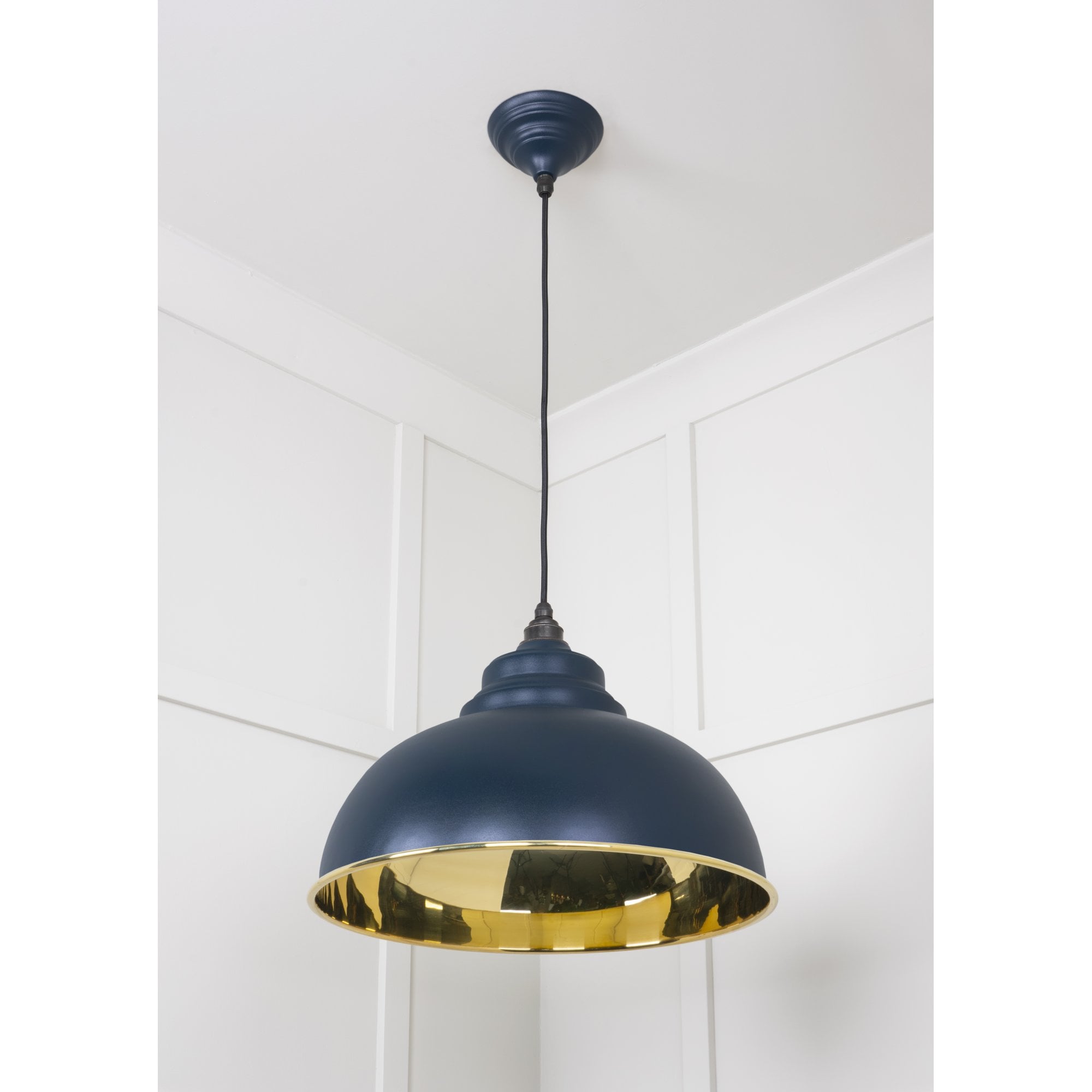 From The Anvil Smooth Brass Harborne Pendant - Dusk (Dark Blue/Grey)