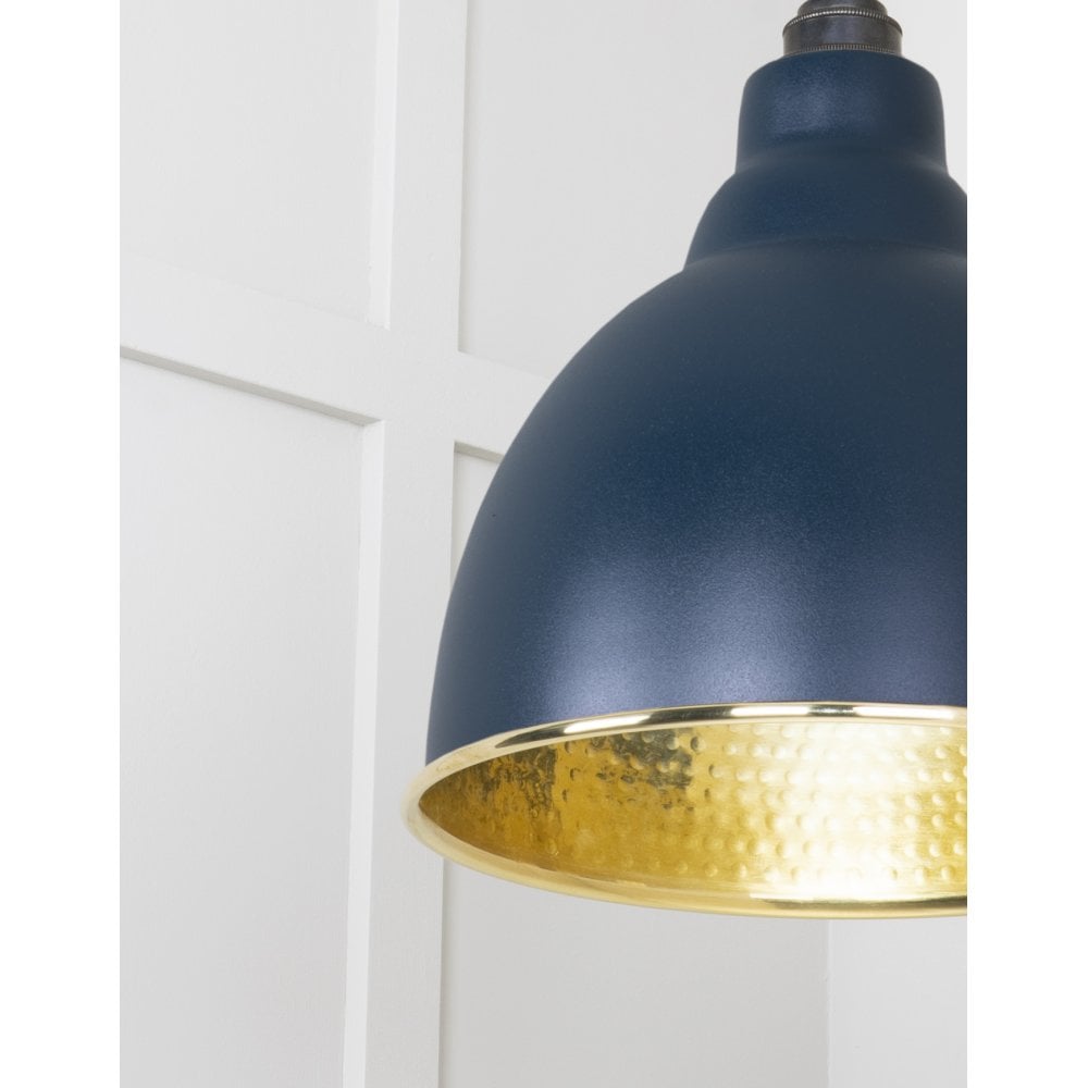 From The Anvil Hammered Brass Brindley Pendant - Dusk (Dark Blue/Grey)