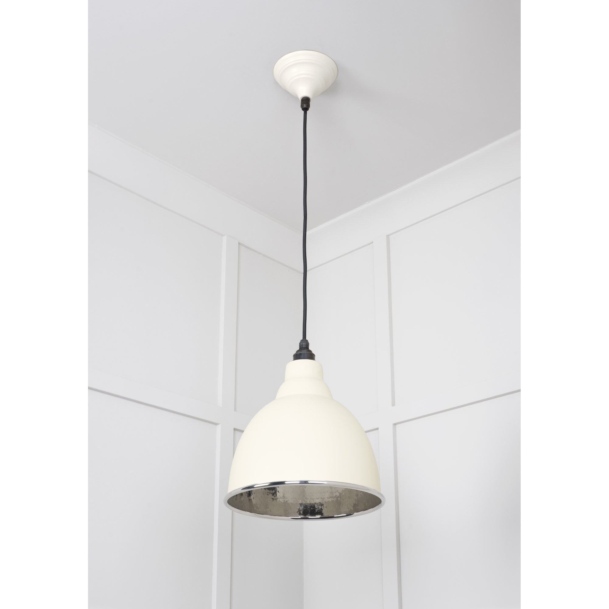 From The Anvil Hammered Nickel Brindley Pendant - Teasel (Off White/Cream)