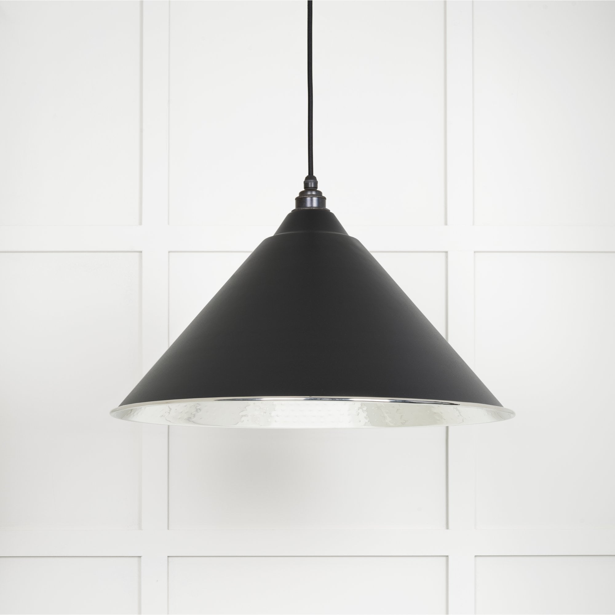 From The Anvil Hammered Nickel Hockley Pendant - Elan Black