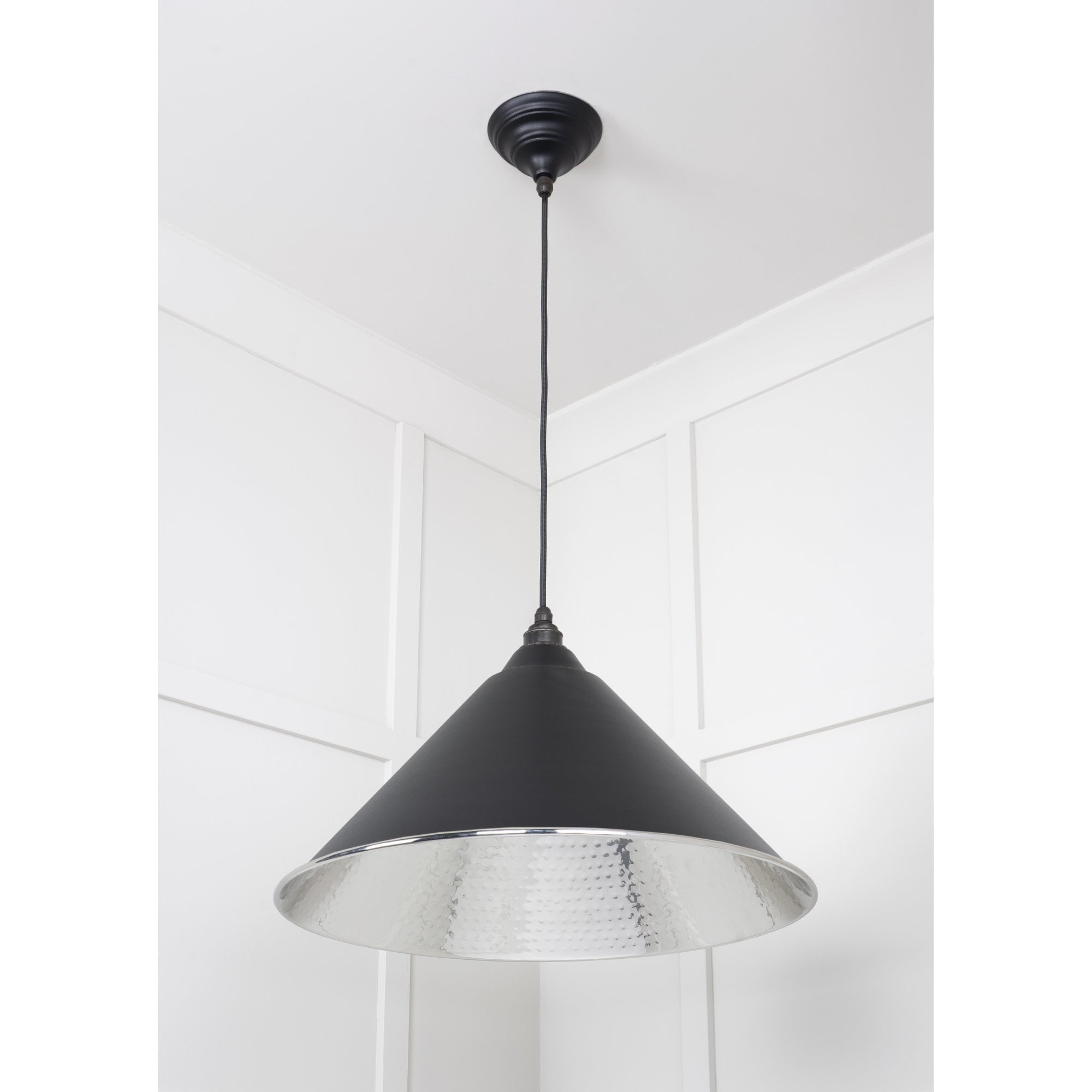 From The Anvil Hammered Nickel Hockley Pendant - Elan Black