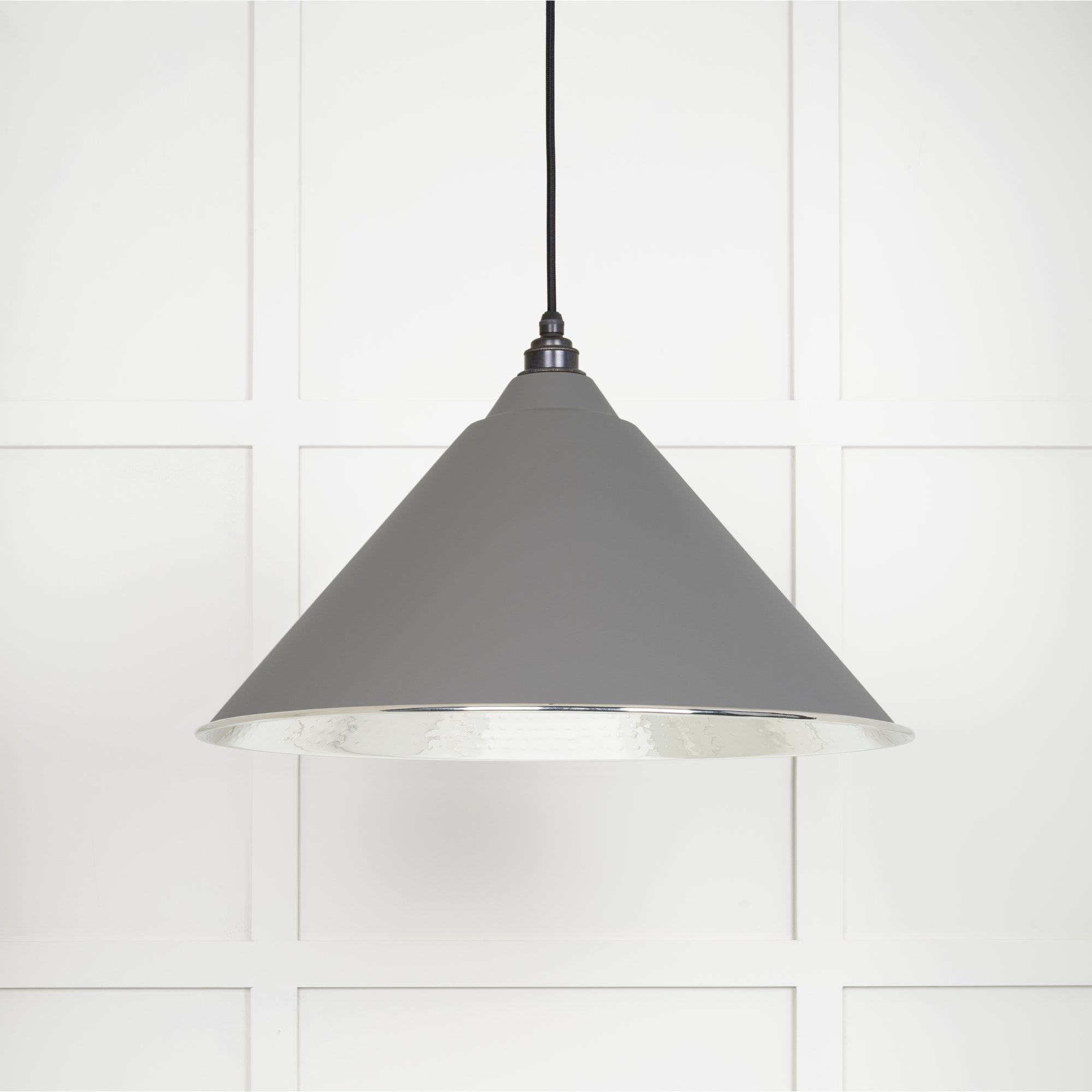 From The Anvil Hammered Nickel Hockley Pendant - Bluff (Warm Grey)