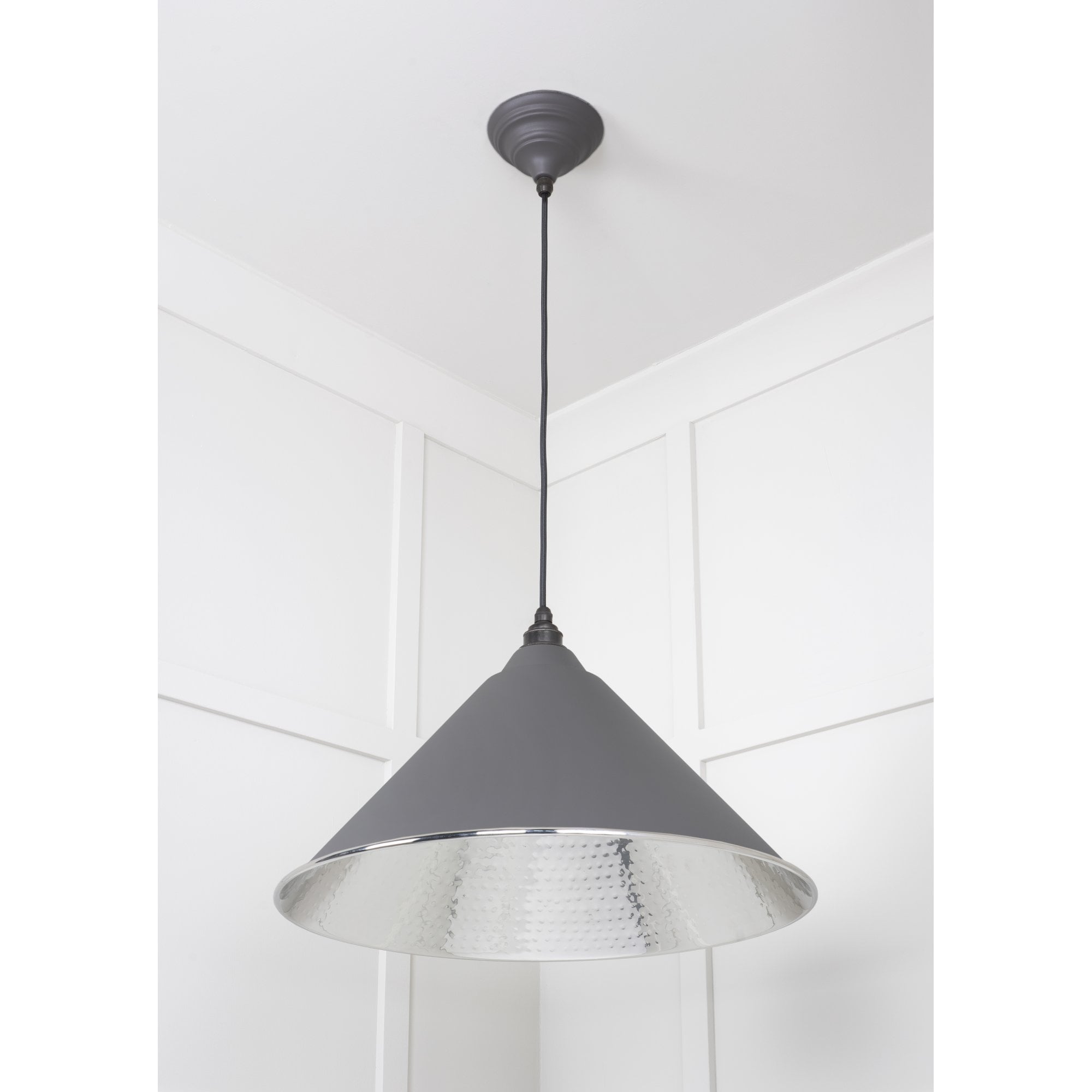 From The Anvil Hammered Nickel Hockley Pendant - Bluff (Warm Grey)