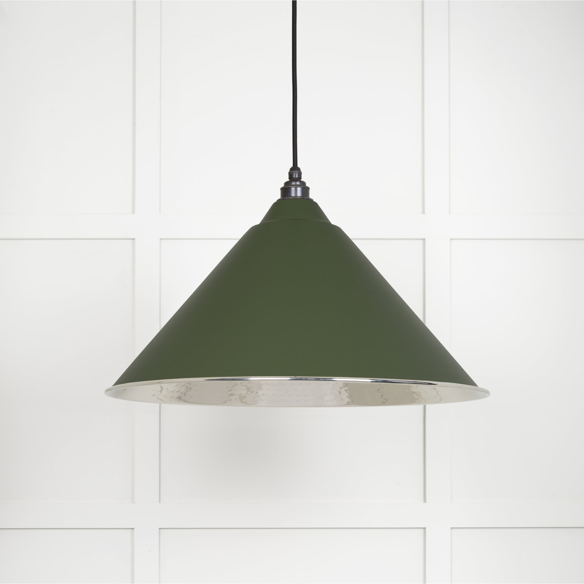 From The Anvil Hammered Nickel Hockley Pendant - Heath (Earthy Green)