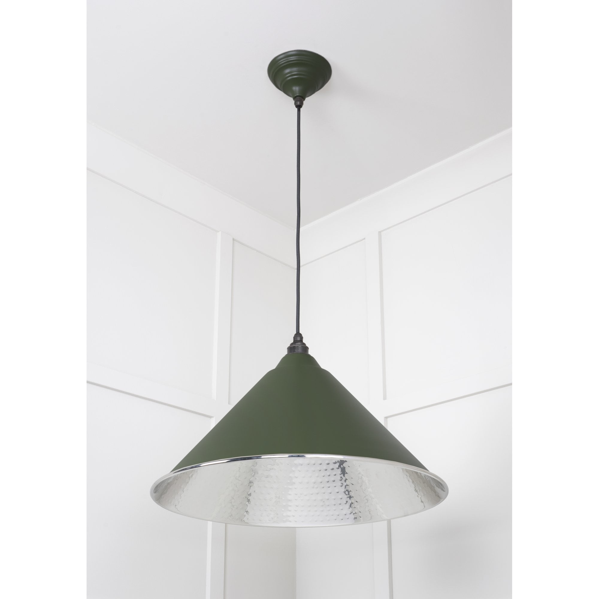 From The Anvil Hammered Nickel Hockley Pendant - Heath (Earthy Green)