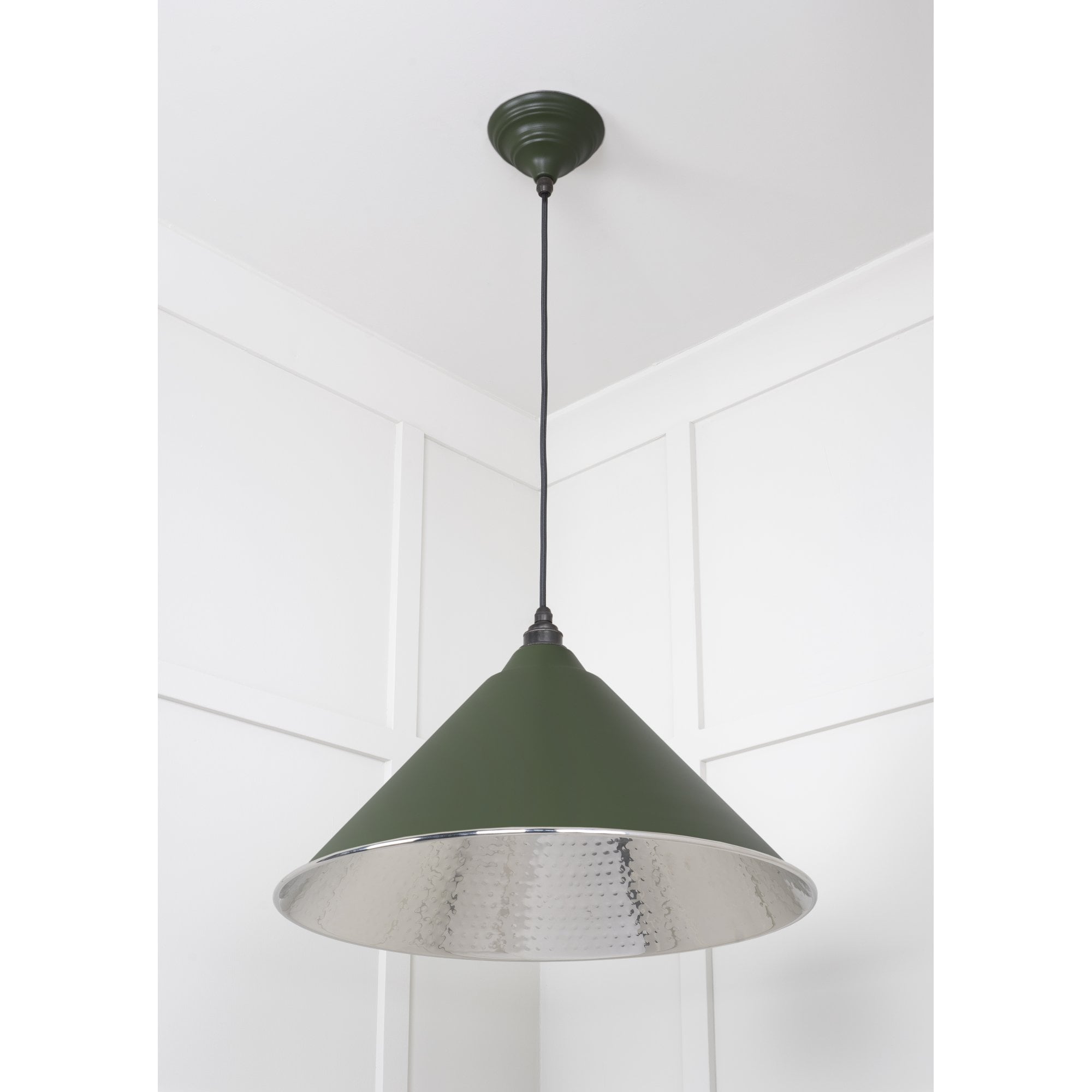 From The Anvil Hammered Nickel Hockley Pendant - Heath (Earthy Green)