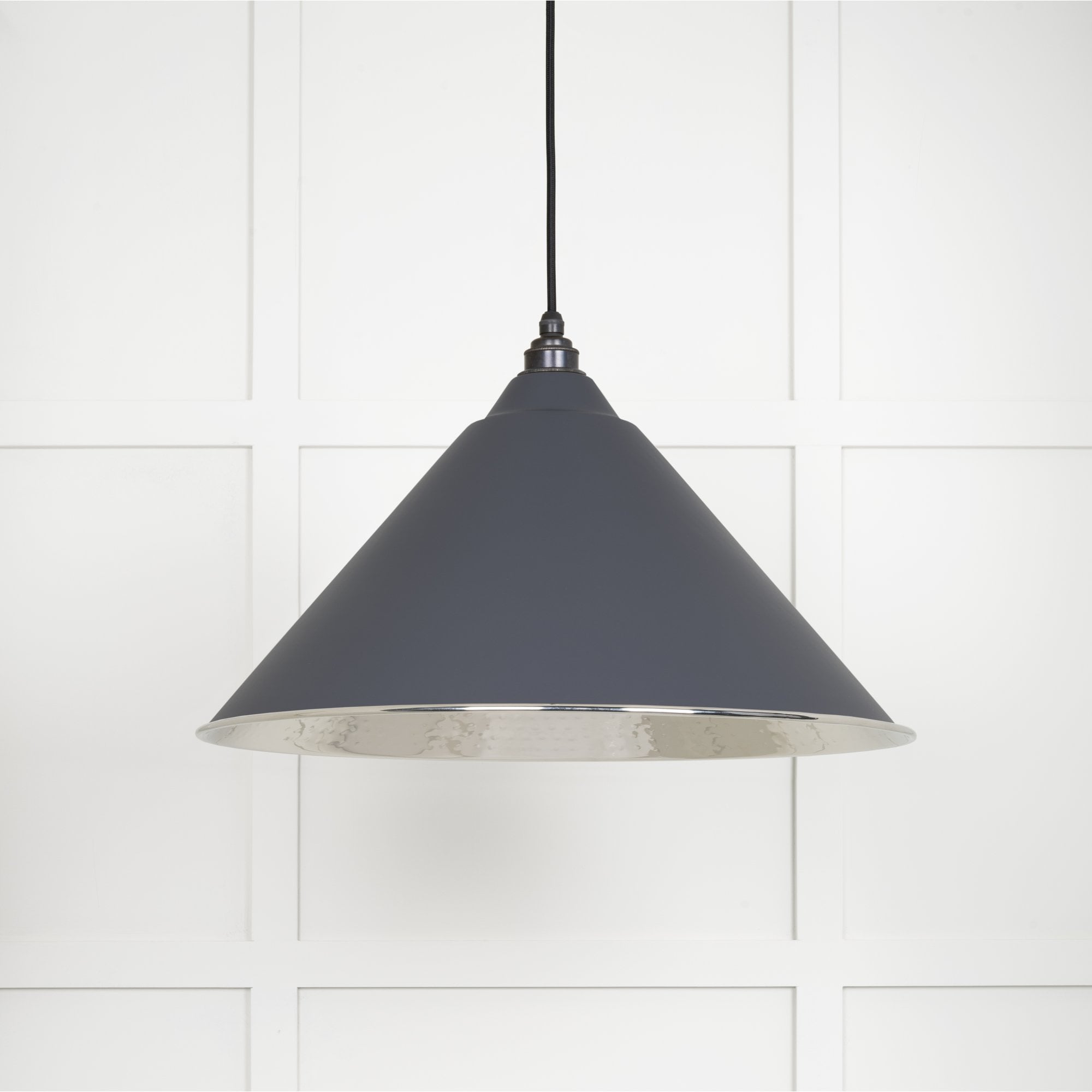 From The Anvil Hammered Nickel Hockley Pendant - Slate (Mid Grey)