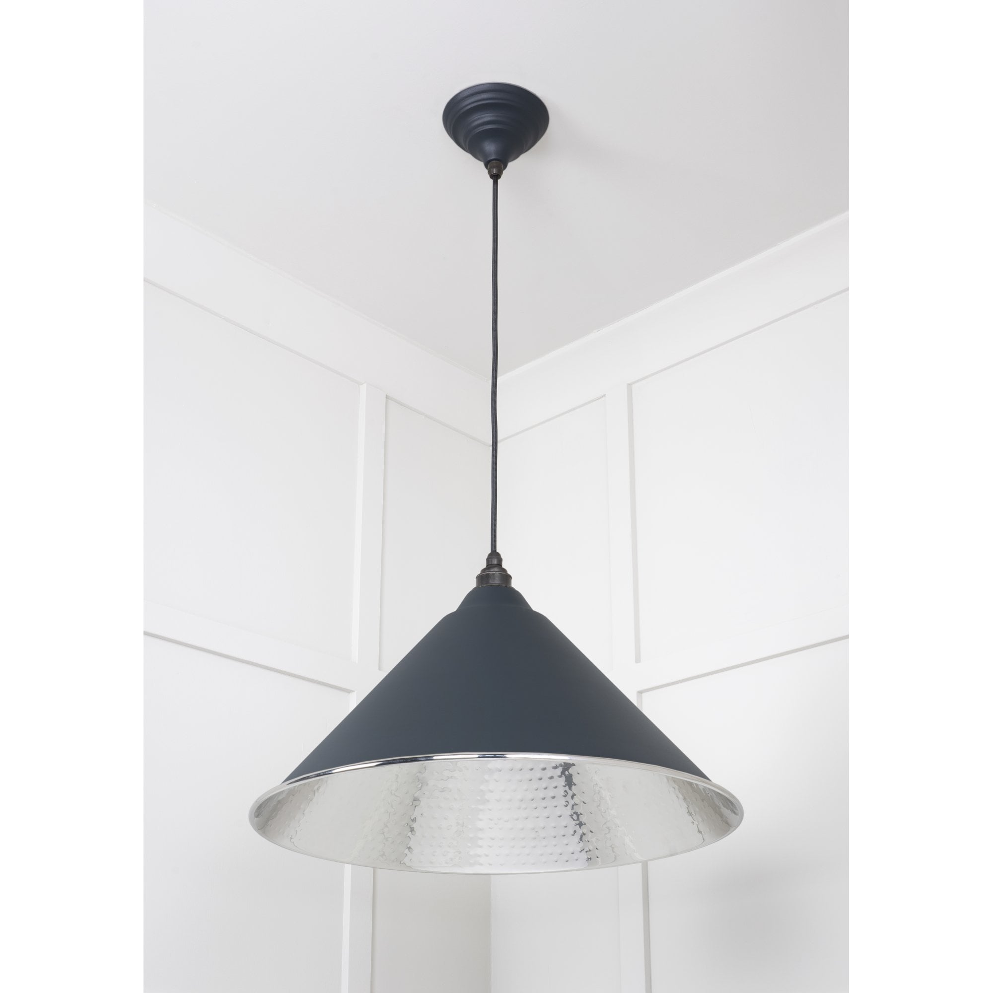 From The Anvil Hammered Nickel Hockley Pendant - Soot (Dark Grey)