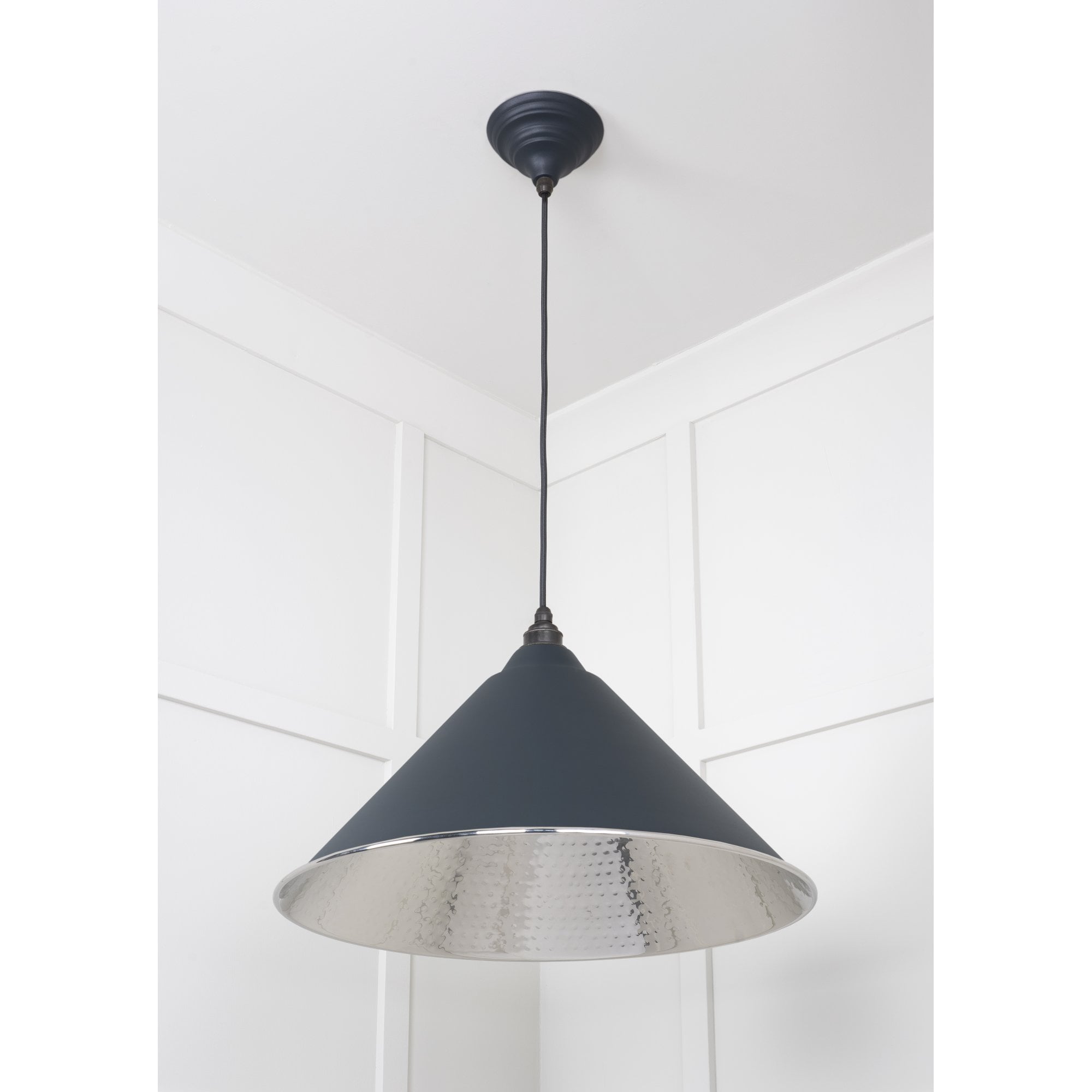 From The Anvil Hammered Nickel Hockley Pendant - Soot (Dark Grey)