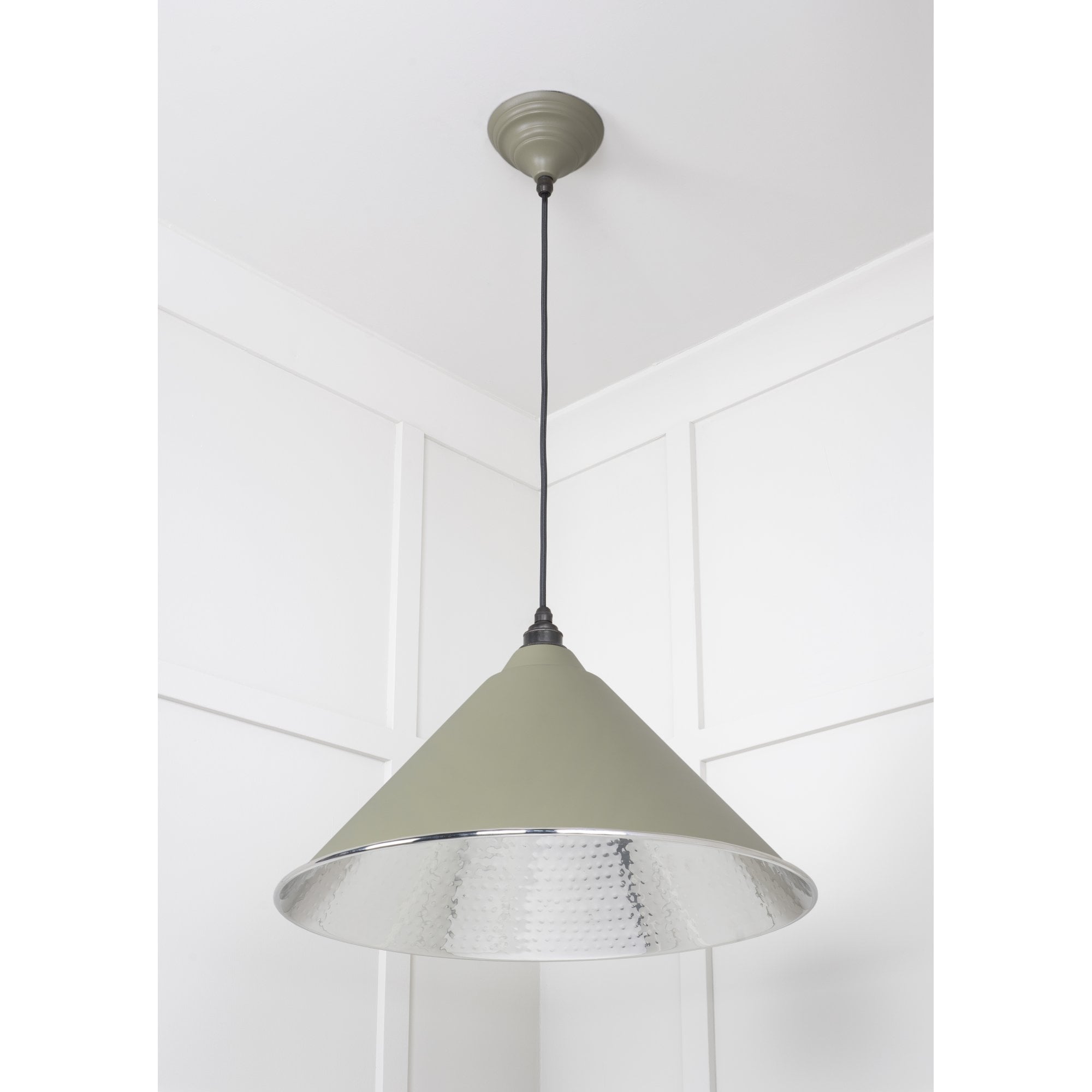 From The Anvil Hammered Nickel Hockley Pendant - Tump (Pale Green)