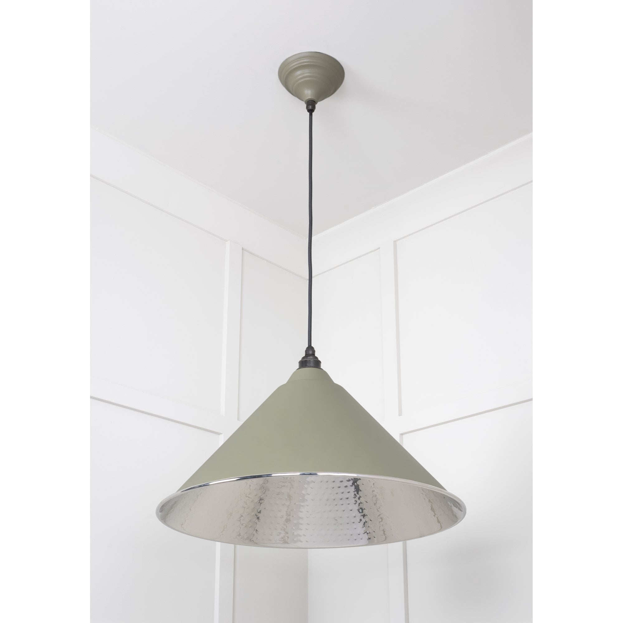 From The Anvil Hammered Nickel Hockley Pendant - Tump (Pale Green)