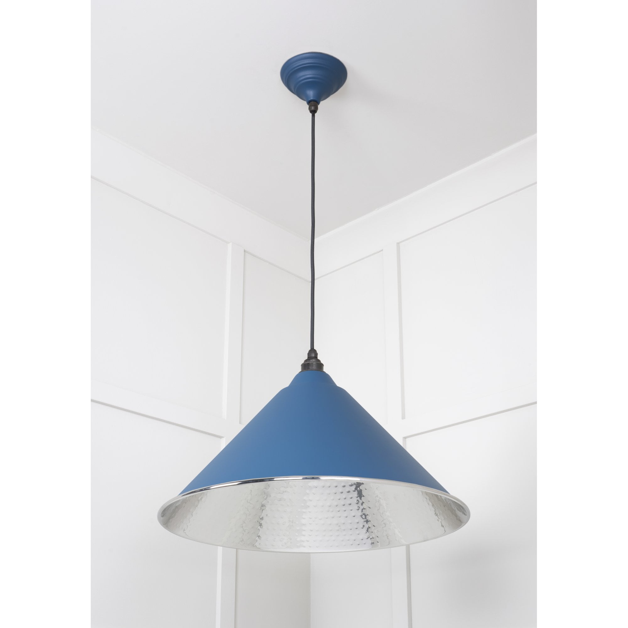 From The Anvil Hammered Nickel Hockley Pendant - Upstream (Blue)