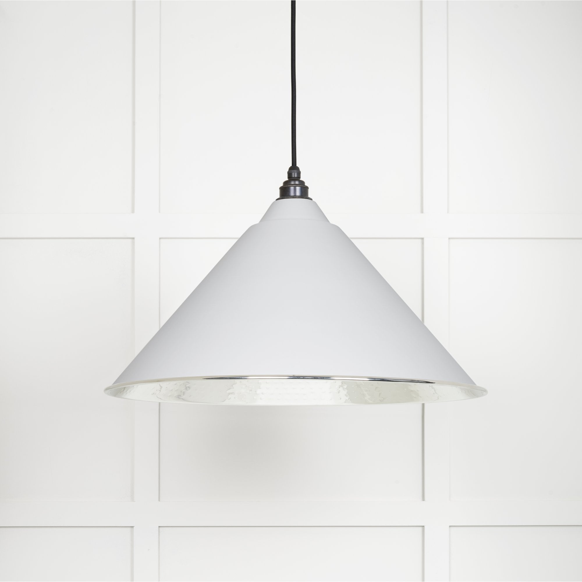 From The Anvil Hammered Nickel Hockley Pendant - Flock (Matt White)