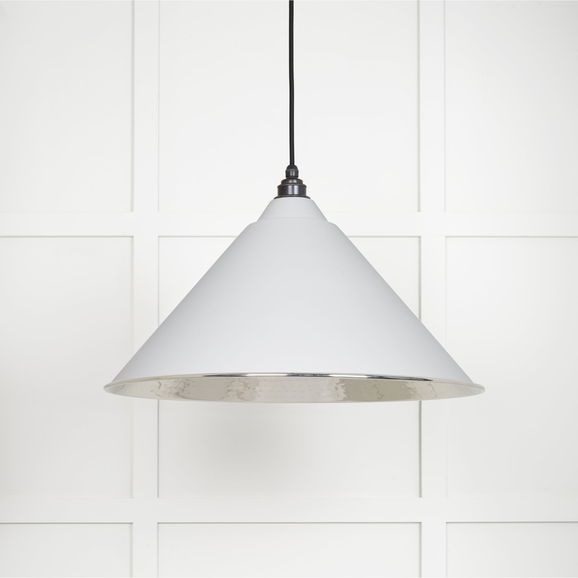 From The Anvil Hammered Nickel Hockley Pendant - Flock (Matt White)