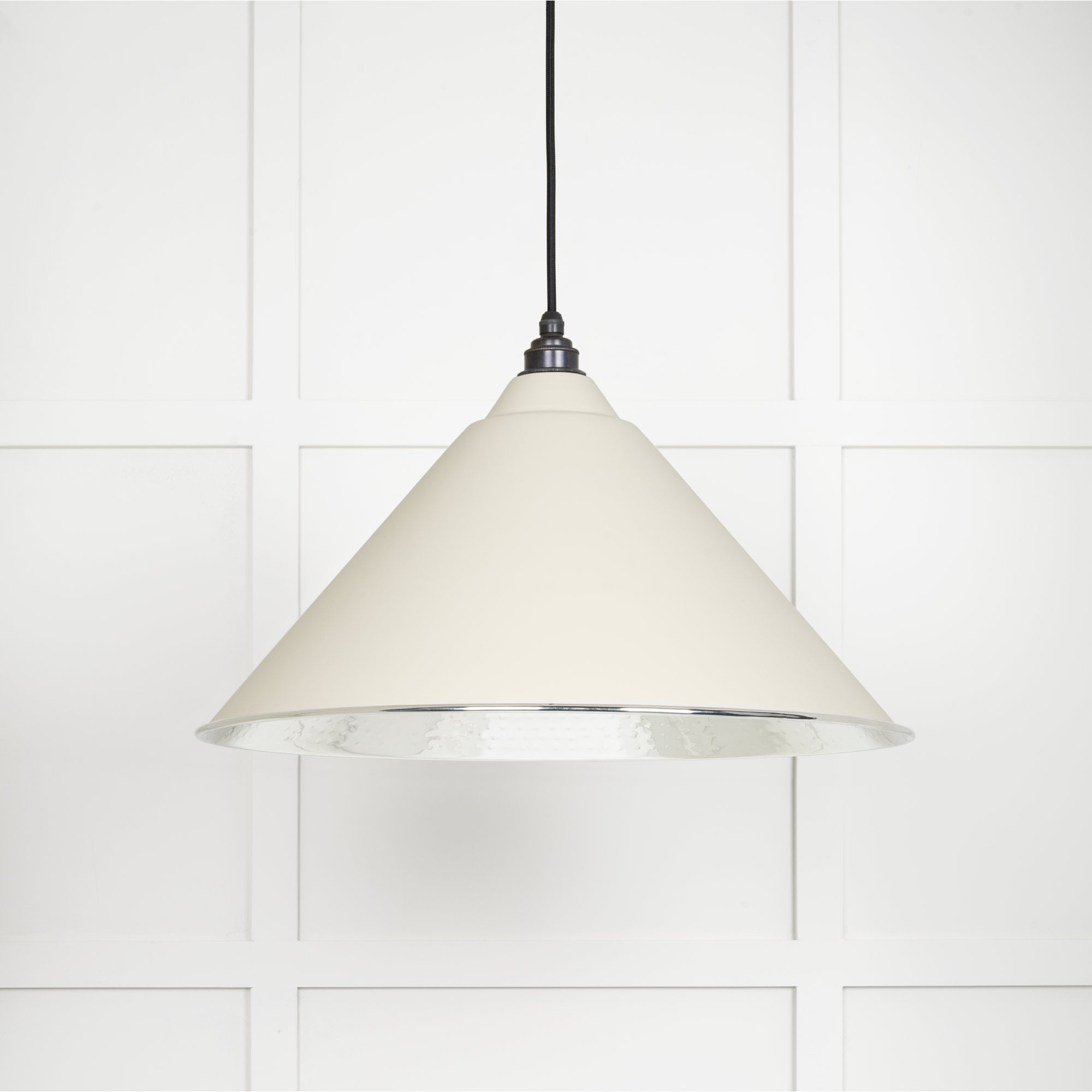 From The Anvil Hammered Nickel Hockley Pendant - Teasel (Off White/Cream)