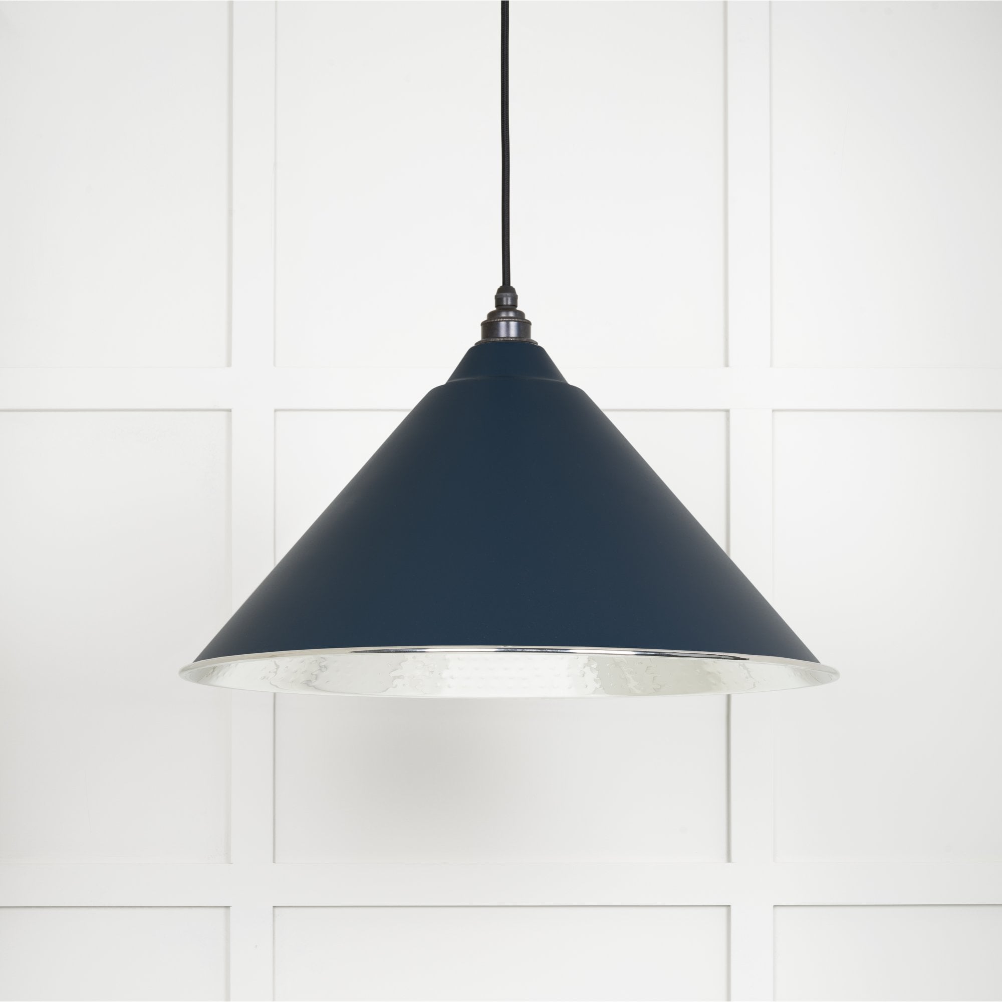 From The Anvil Hammered Nickel Hockley Pendant - Dusk (Dark Blue/Grey)