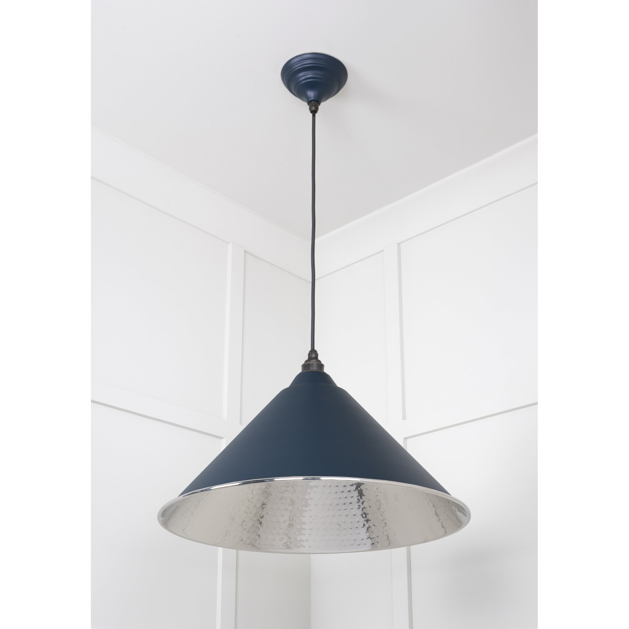 From The Anvil Hammered Nickel Hockley Pendant - Dusk (Dark Blue/Grey)
