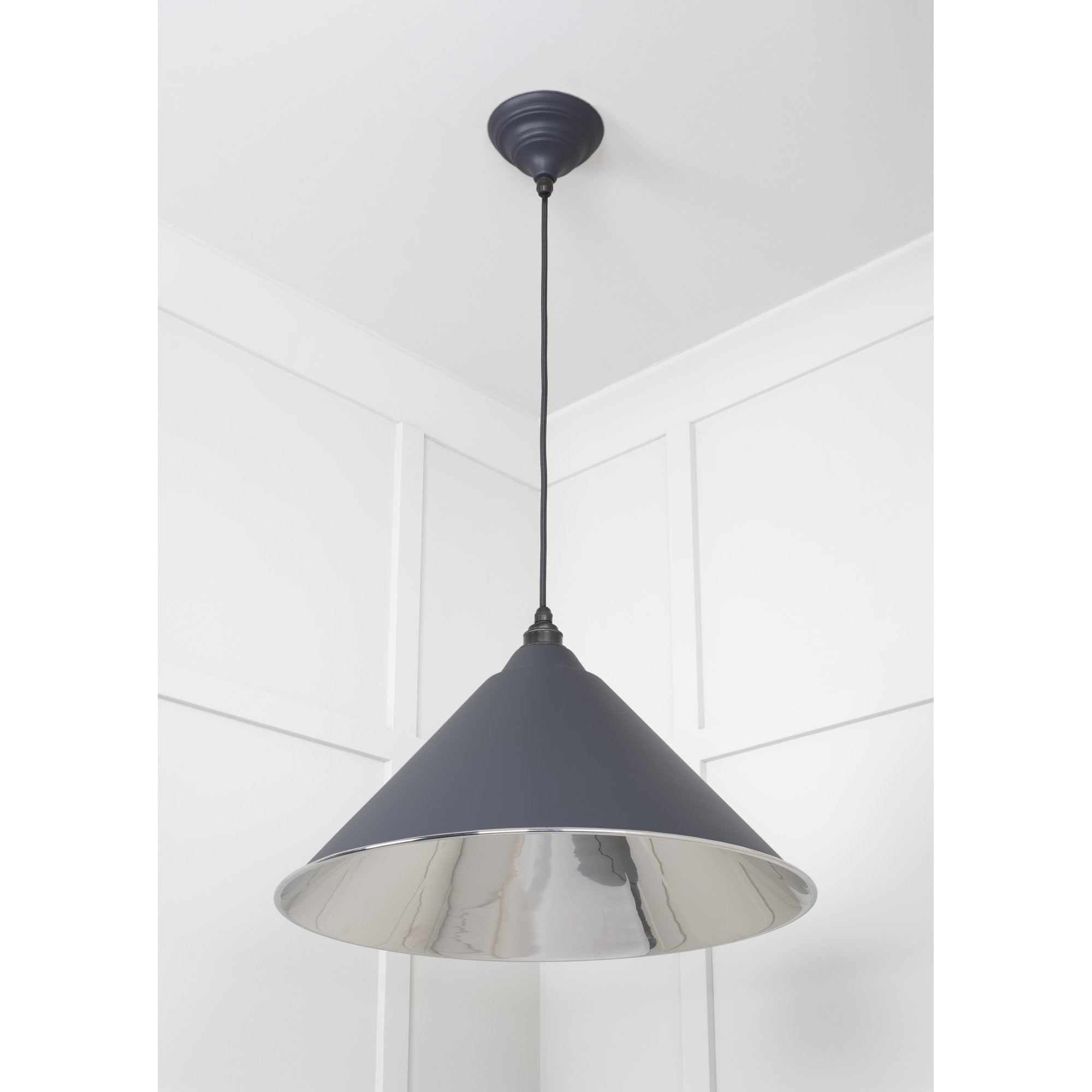 From The Anvil Smooth Nickel Hockley Pendant - Slate (Mid Grey)