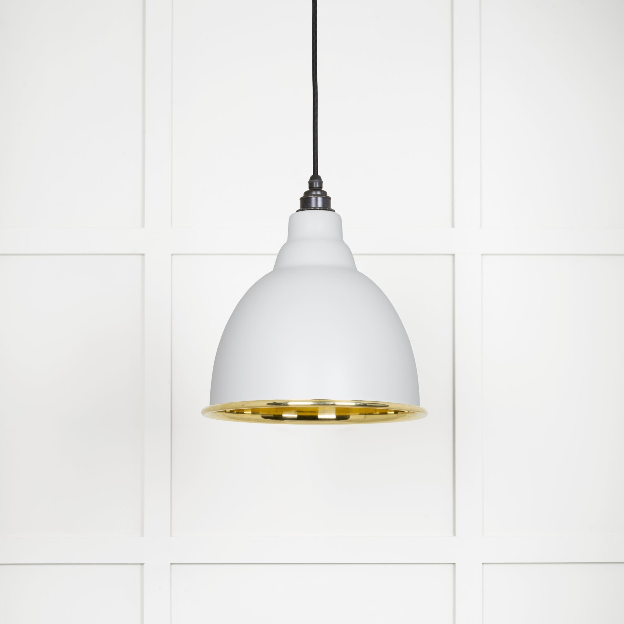 From The Anvil Smooth Brass Brindley Pendant - Flock (Matt White)