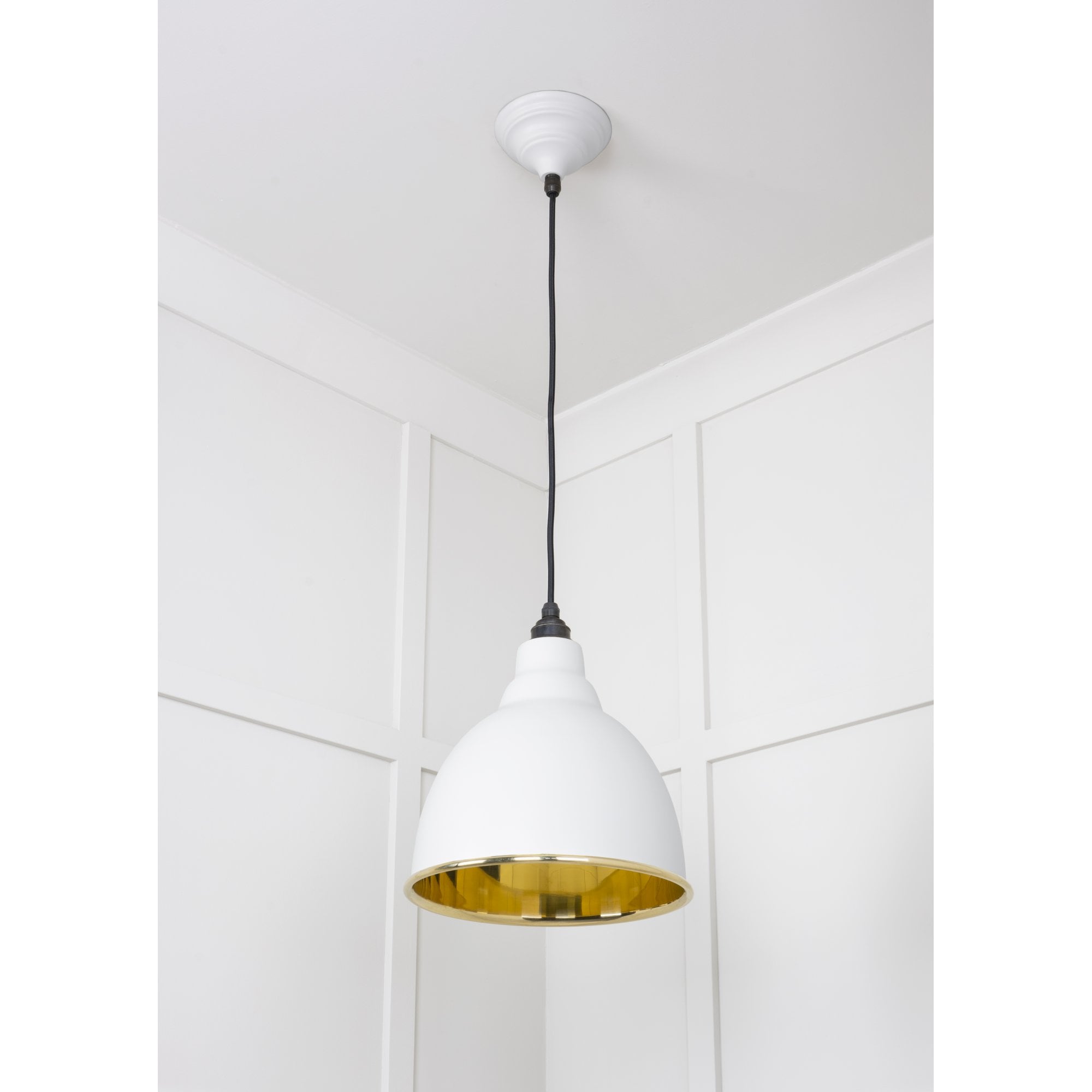 From The Anvil Smooth Brass Brindley Pendant - Flock (Matt White)