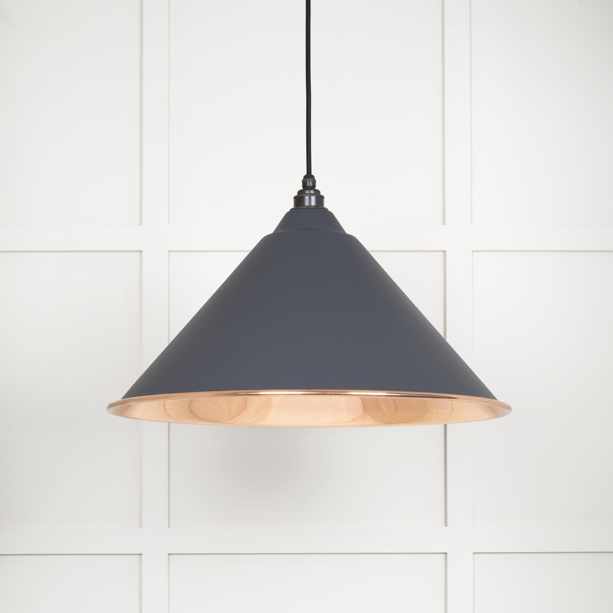 From The Anvil Smooth Copper Hockley Pendant - Slate (Mid Grey)